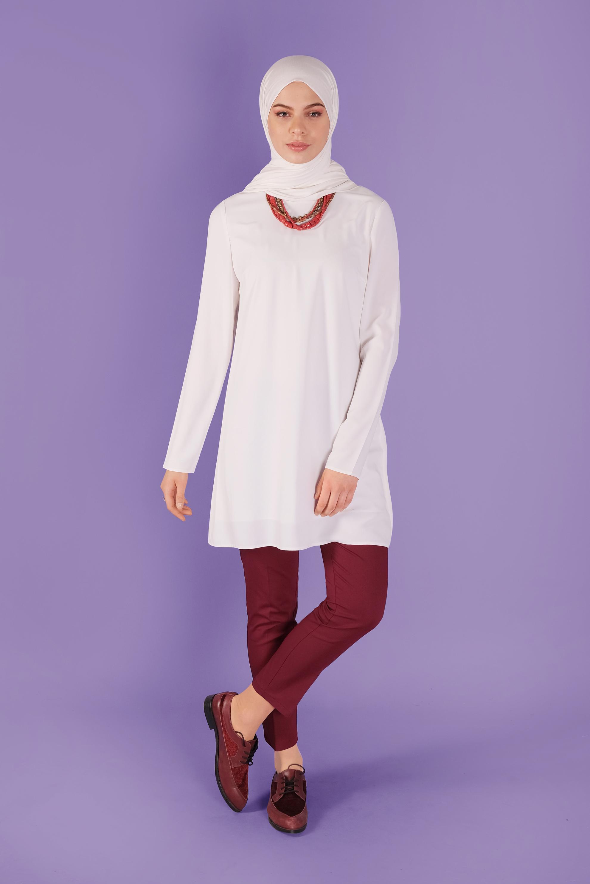 Tesettür giyim BORDO ARA BEL DÜĞMELİ PANTOLON 70172