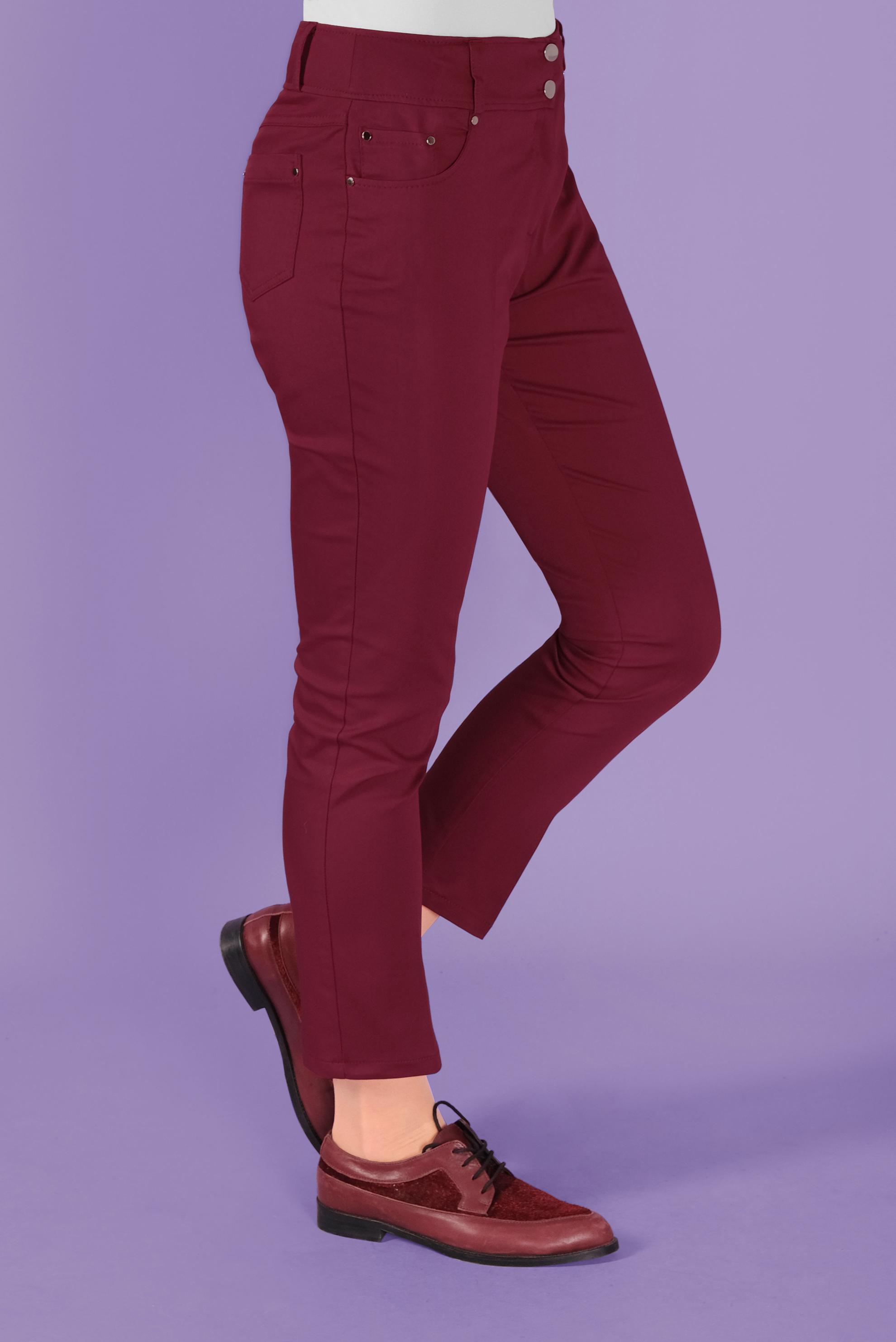 Tesettür giyim BORDO ARA BEL DÜĞMELİ PANTOLON 70172