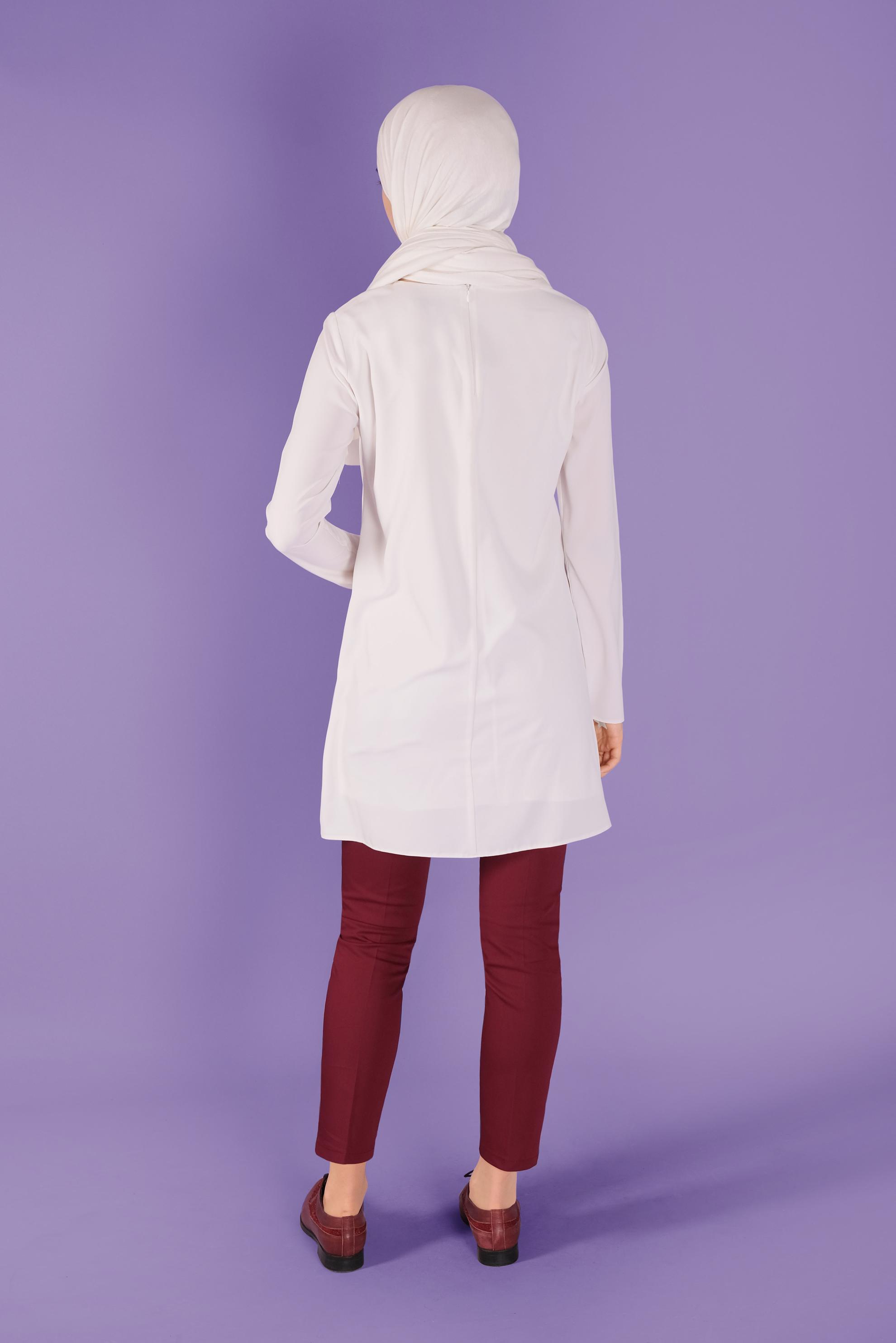 Tesettür giyim BORDO ARA BEL DÜĞMELİ PANTOLON 70172