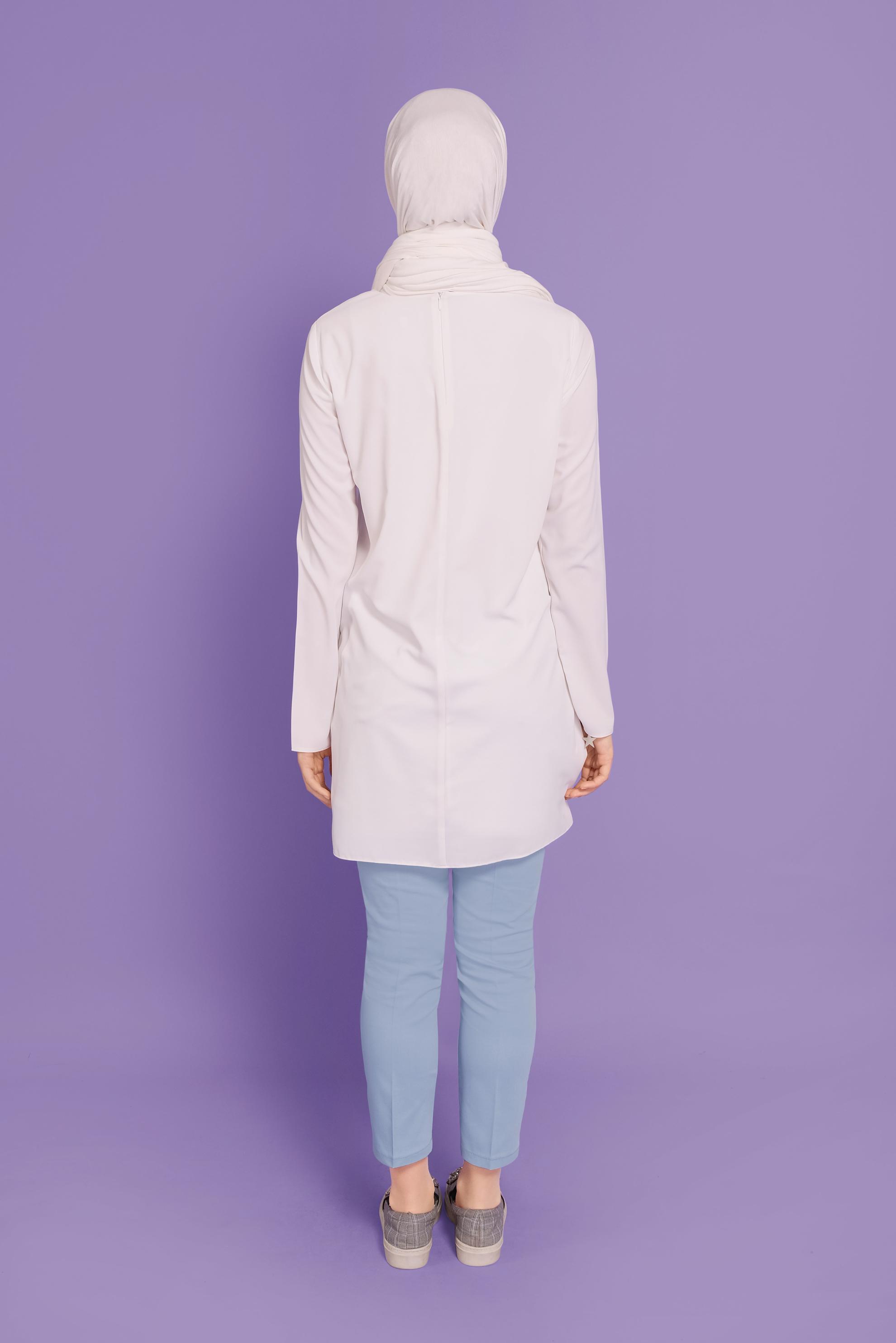 Tesettür giyim MAVİ ARA BEL DÜĞMELİ PANTOLON 70172