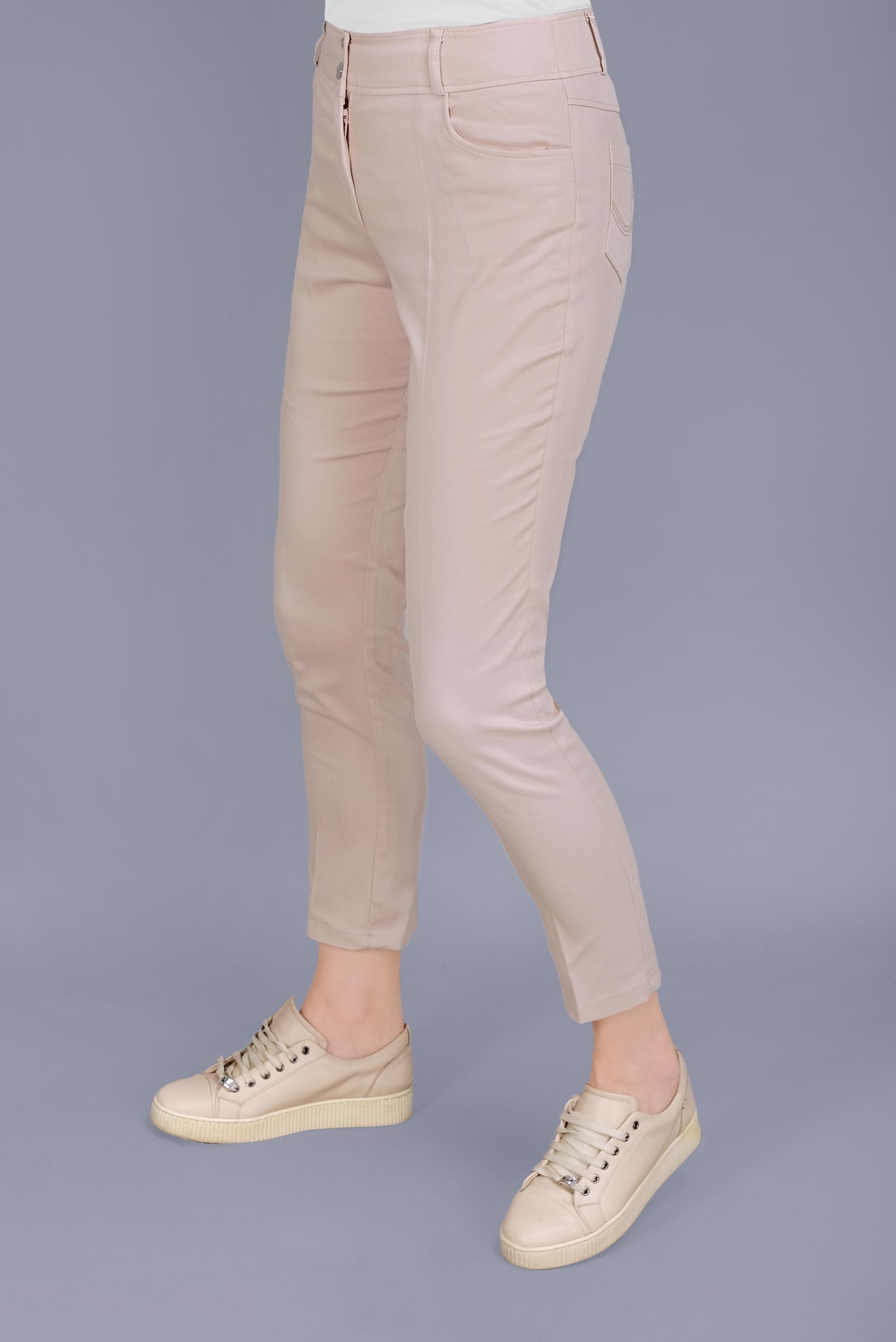 Tesettür giyim BEJ PAMUKLU DAR PAÇA PANTOLON 70173 