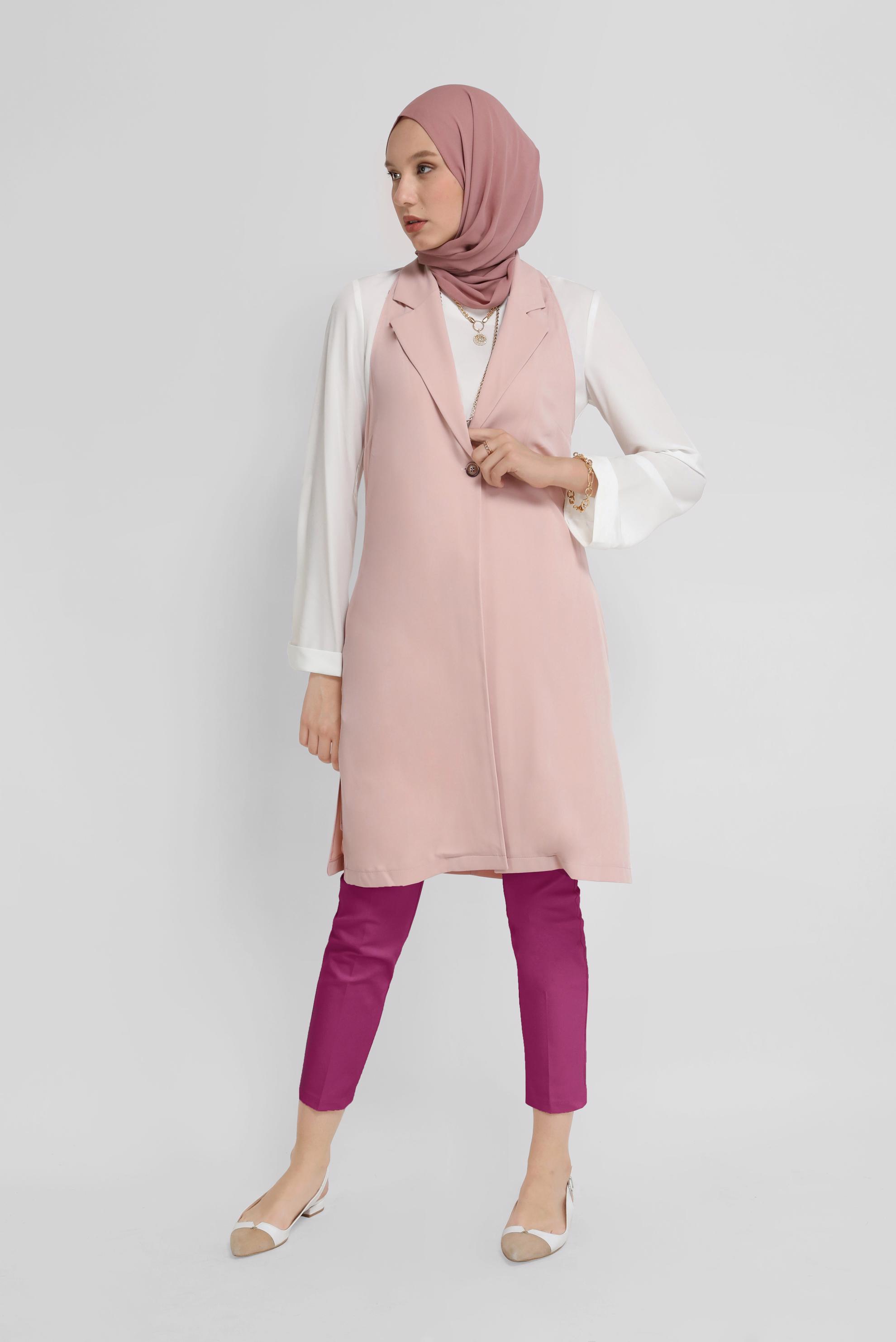 Tesettür giyim FUŞYA PAMUKLU DAR PAÇA PANTOLON 70173 