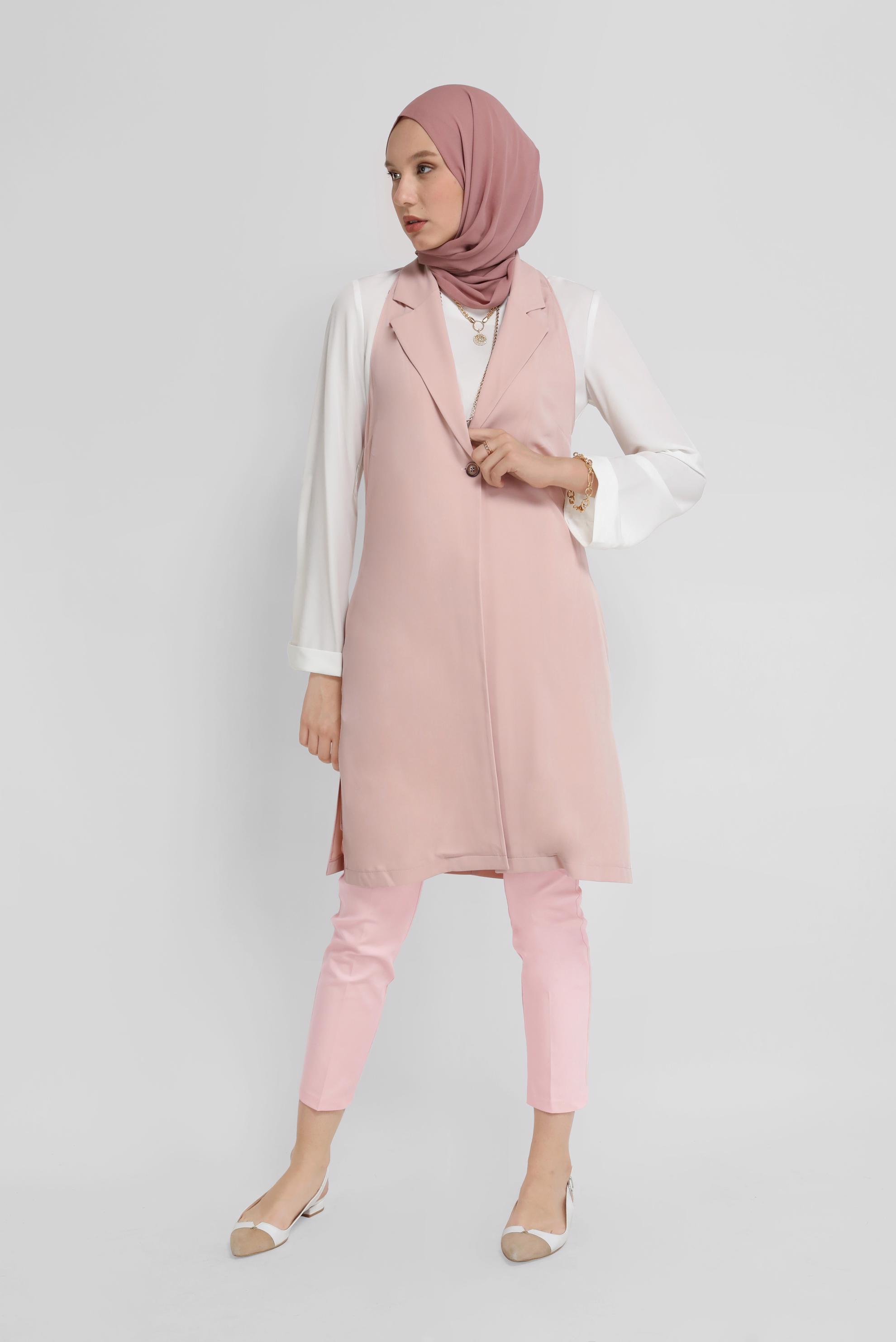 Tesettür giyim PUDRA PAMUKLU DAR PAÇA PANTOLON 70173 