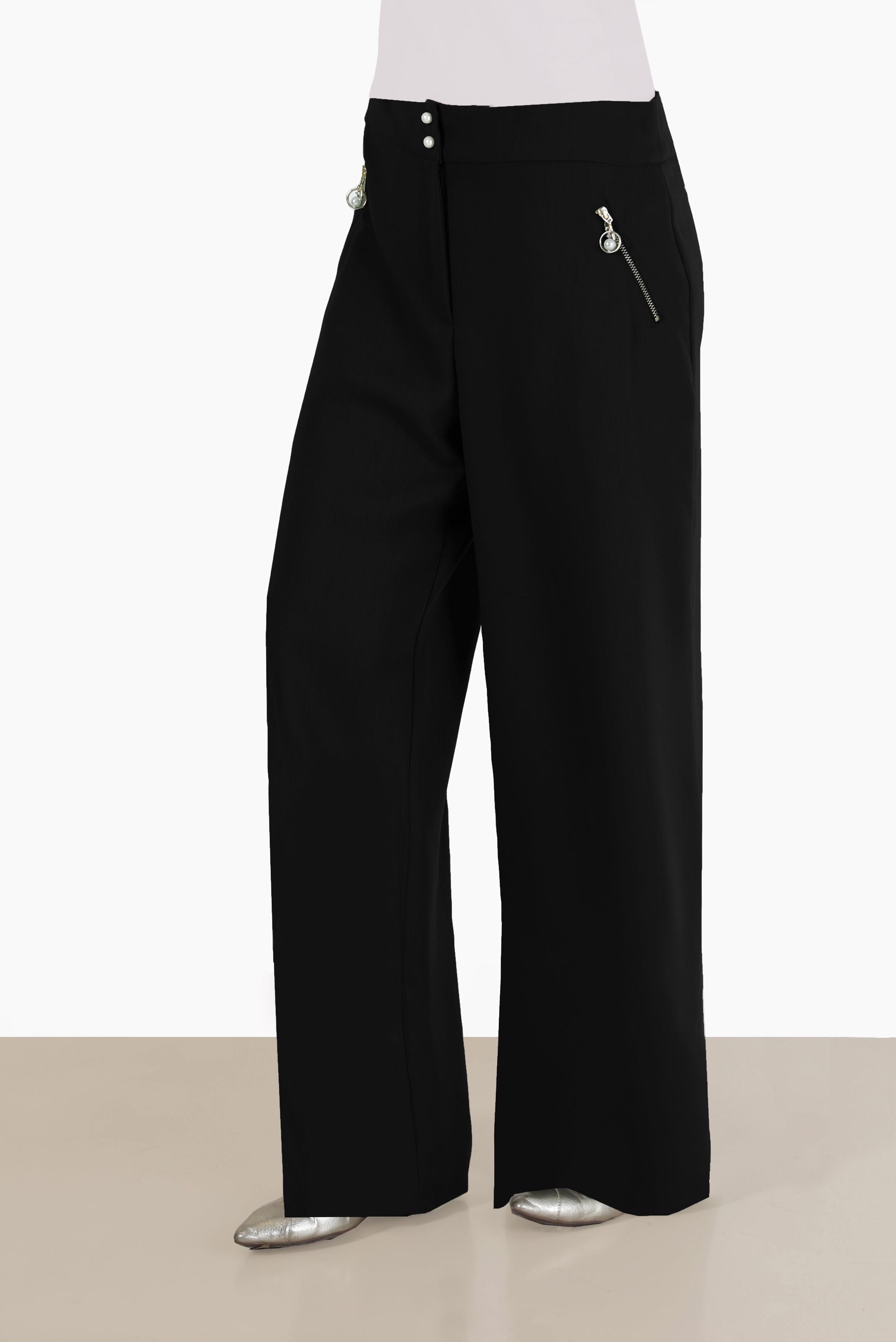 Tesettür giyim SİYAH FERMUAR DETAYLI PANTOLON 70176