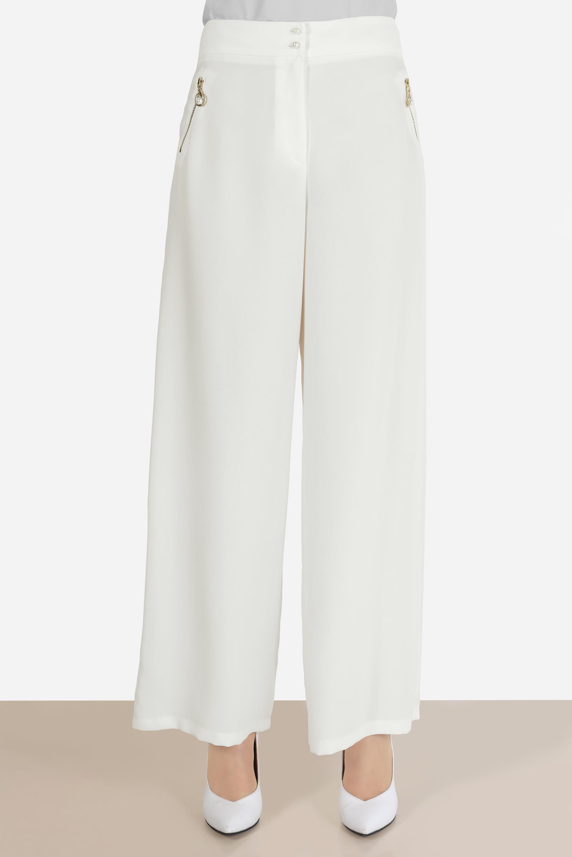 Tesettür giyim BEYAZ FERMUAR DETAYLI PANTOLON 70176