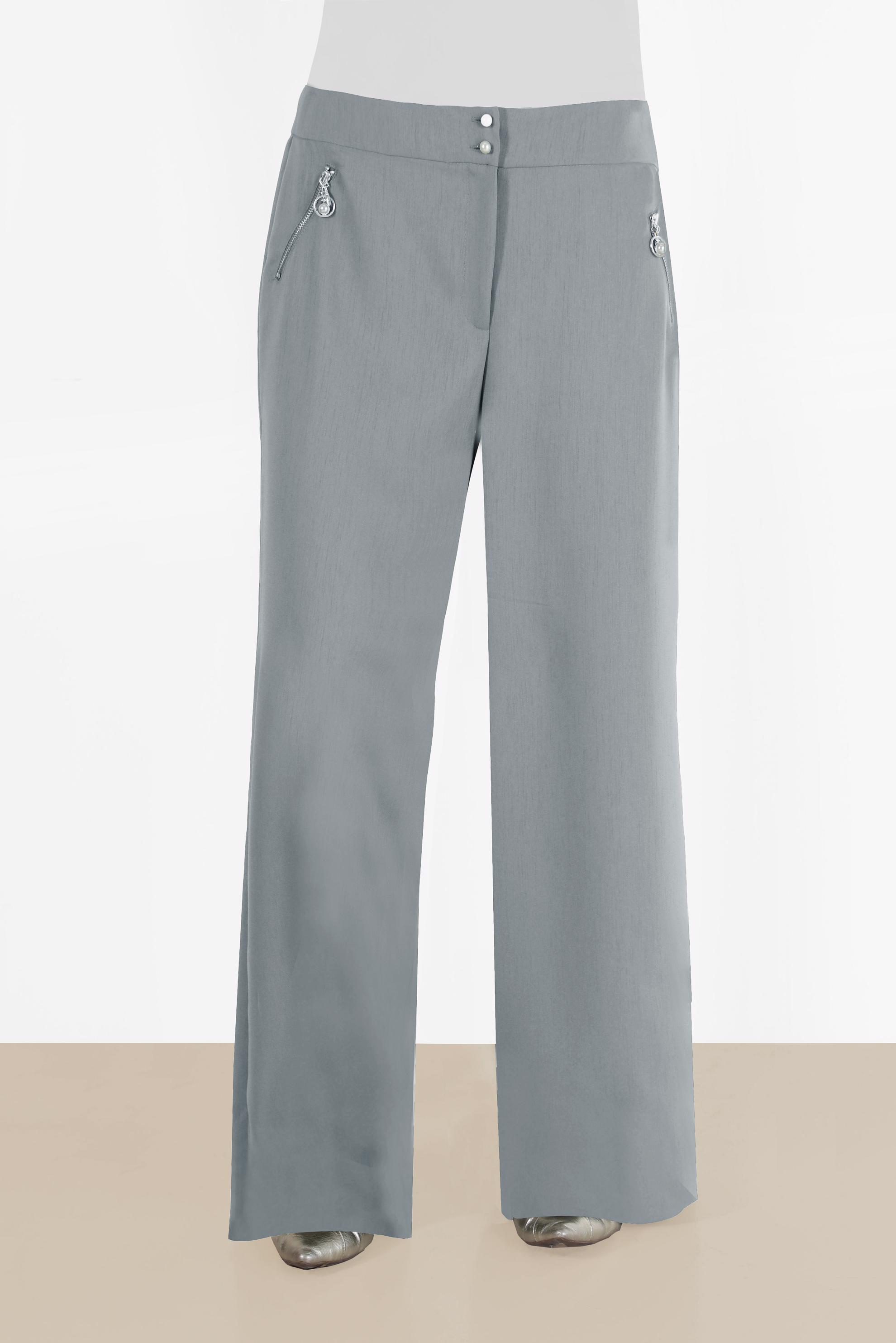 Tesettür giyim GRİ FERMUAR DETAYLI PANTOLON 70176