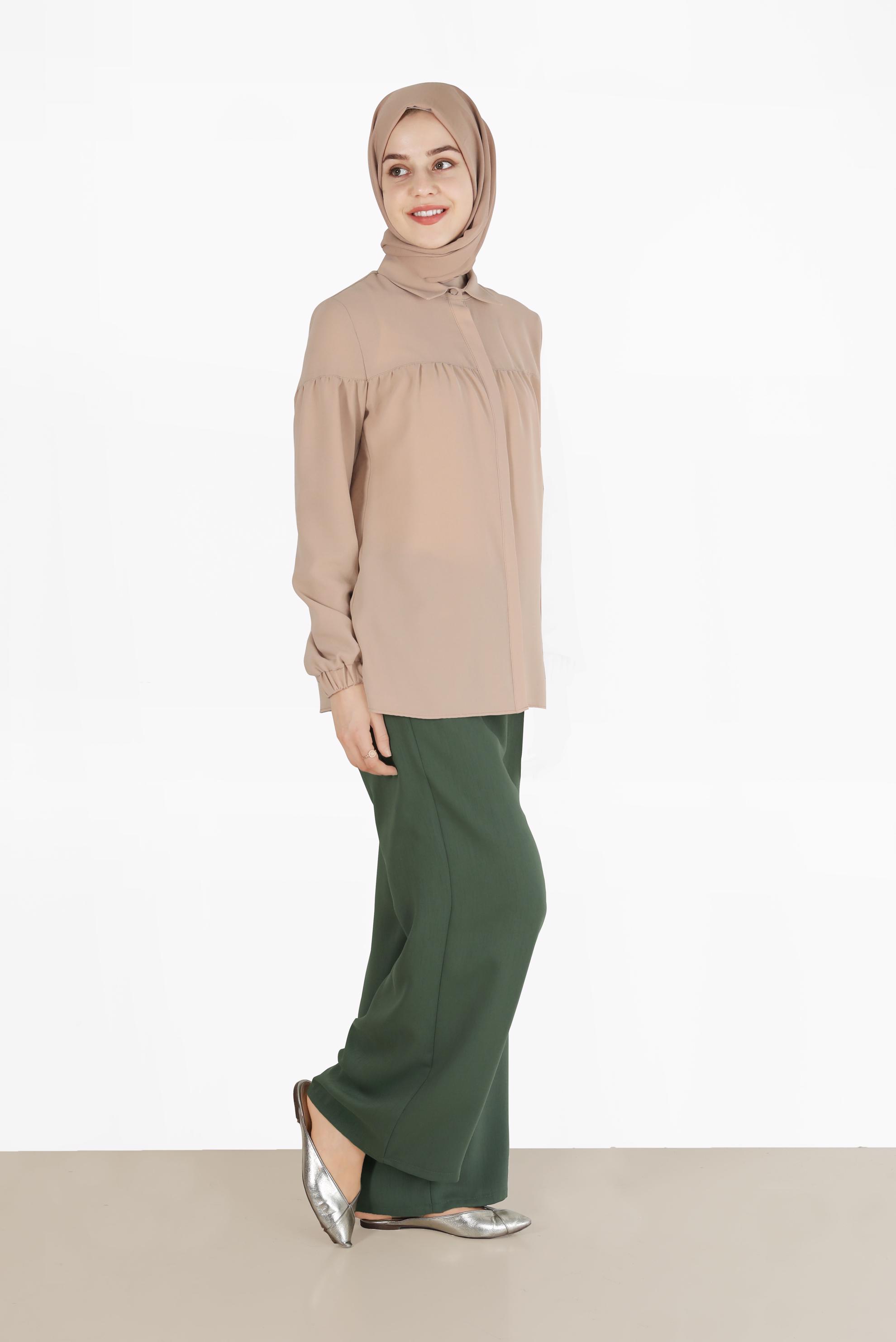 Tesettür giyim HAKİ FERMUAR DETAYLI PANTOLON 70176