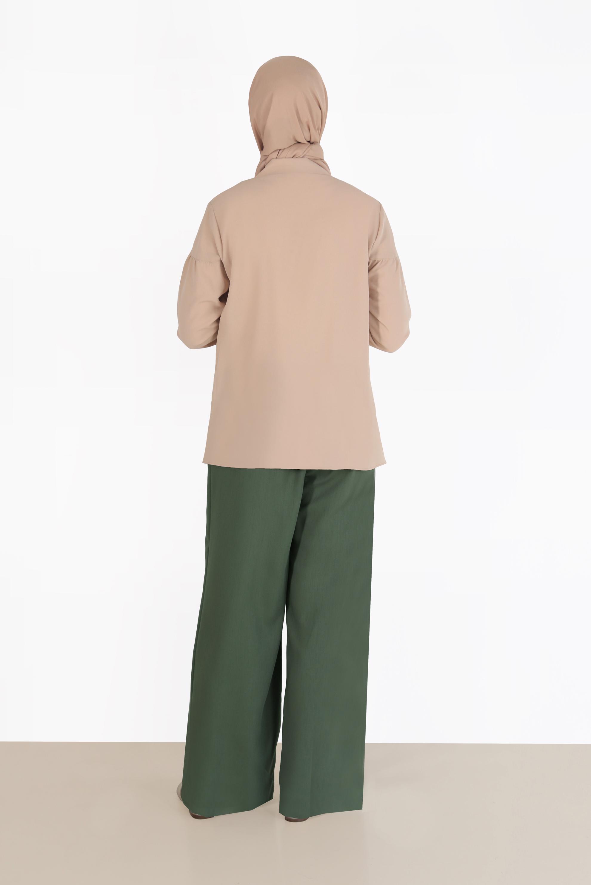 Tesettür giyim HAKİ FERMUAR DETAYLI PANTOLON 70176