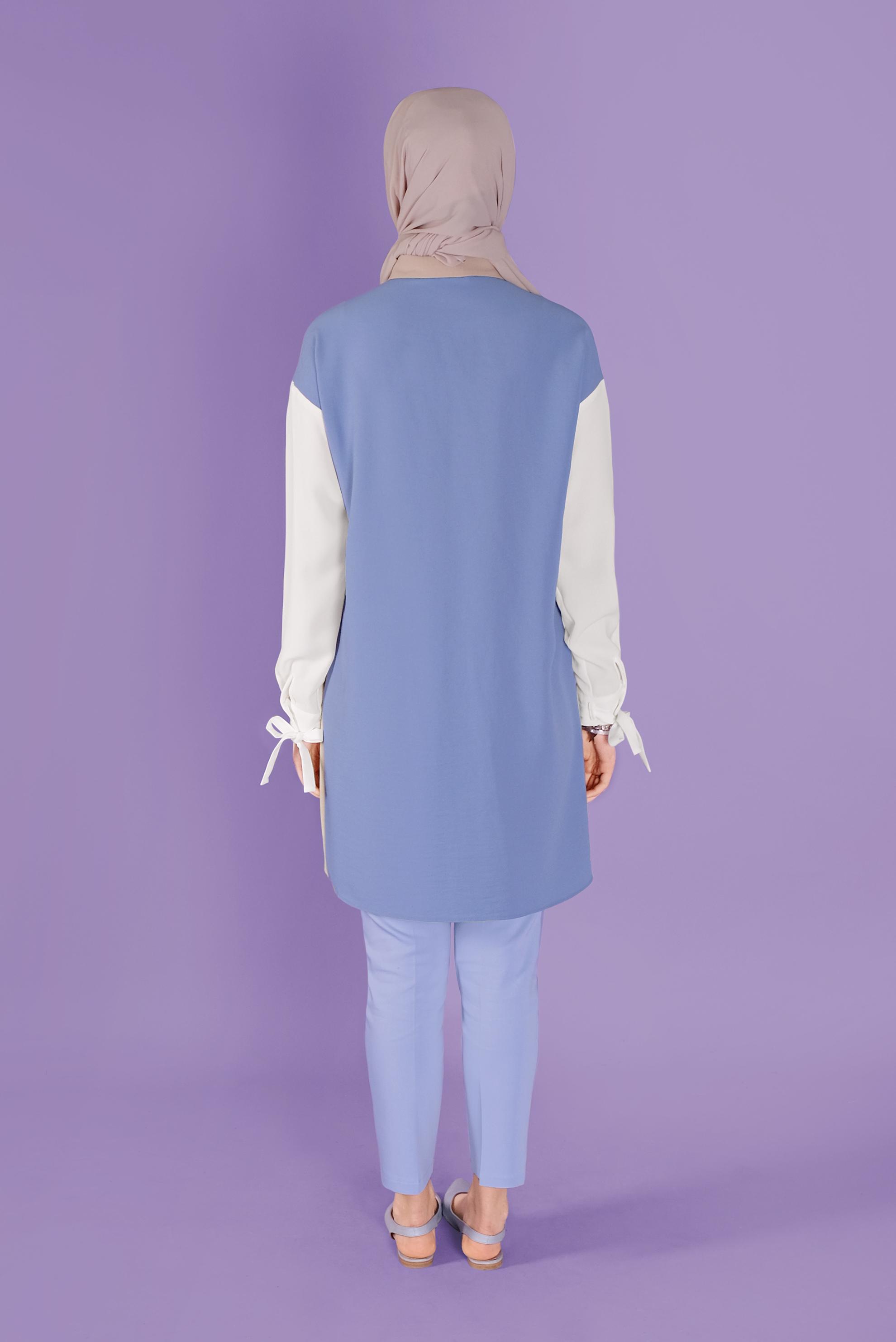 Tesettür giyim MAVİ YÜKSEK BEL KLASİK PANTOLON 70179