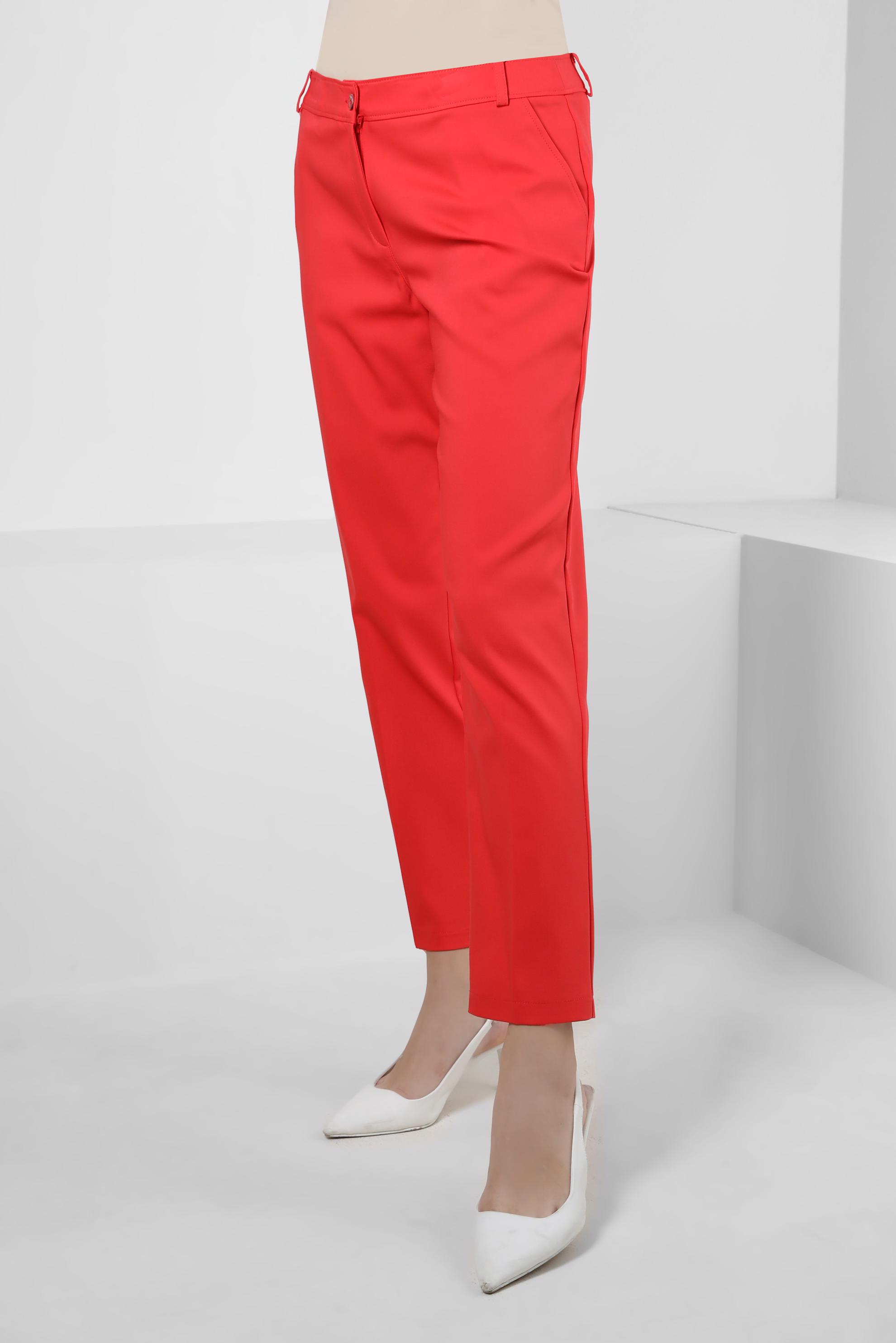 Tesettür giyim KIRMIZI YÜKSEK BEL KLASİK PANTOLON 70179