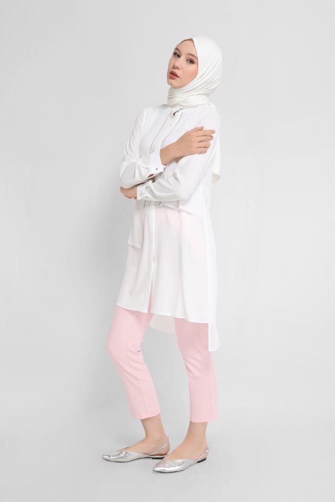 Tesettür giyim PUDRA YÜKSEK BEL KLASİK PANTOLON 70179 - ALVİNA