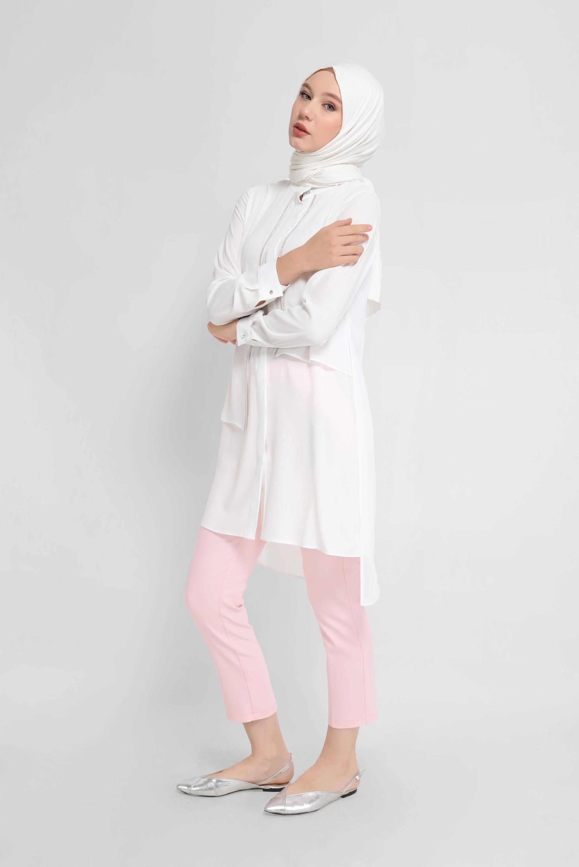 Tesettür giyim PUDRA YÜKSEK BEL KLASİK PANTOLON 70179