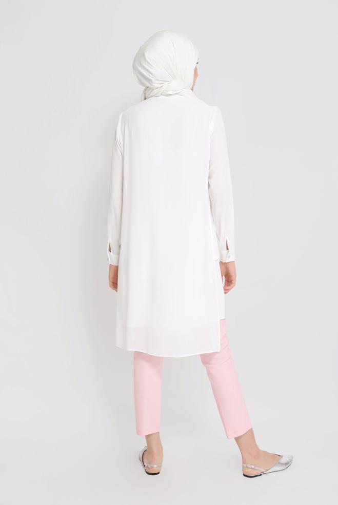 Tesettür giyim PUDRA YÜKSEK BEL KLASİK PANTOLON 70179 - ALVİNA