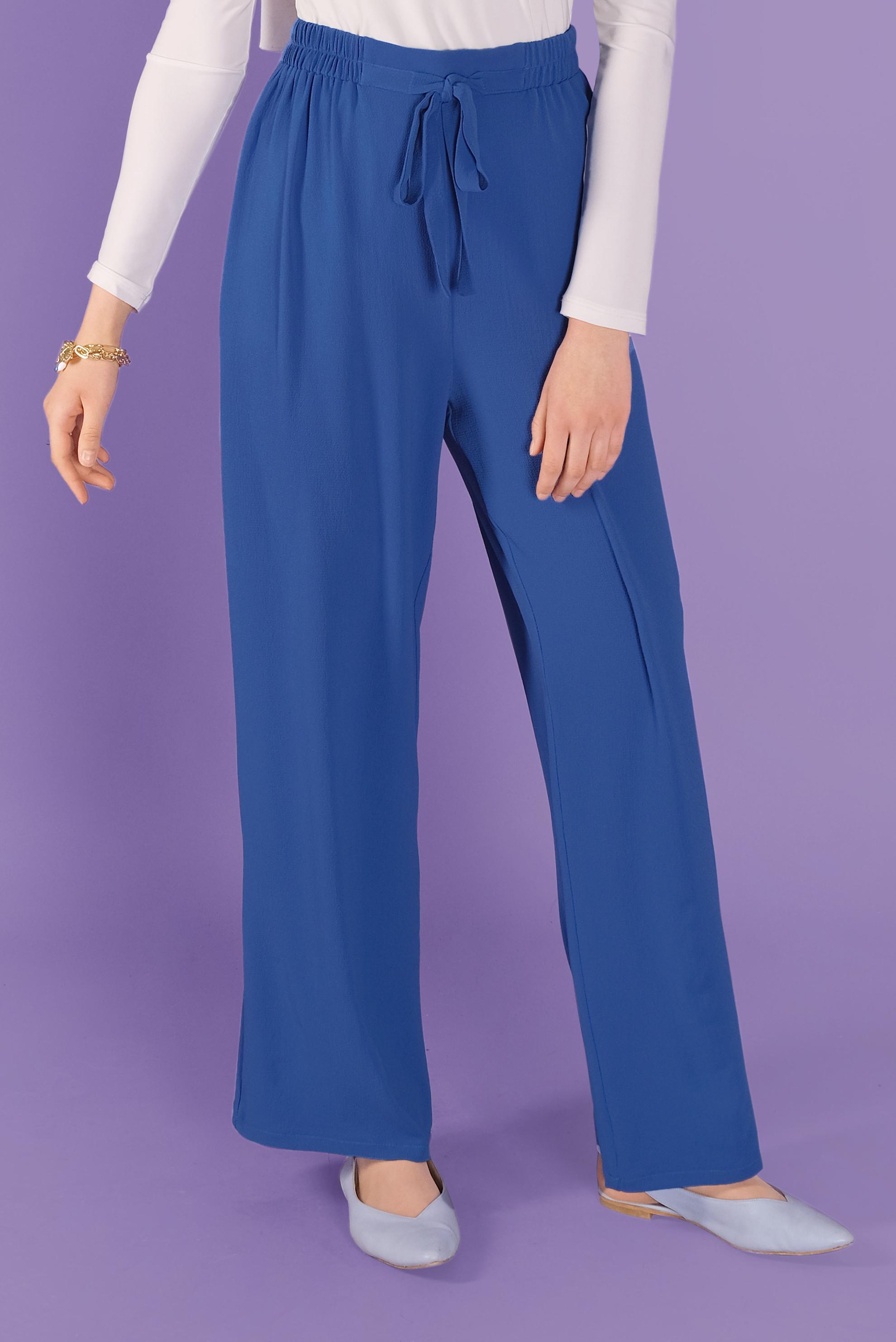 Tesettür giyim LACİVERT BELİ LASTİKLİ FİYONK DETAYLI PANTOLON 70181	