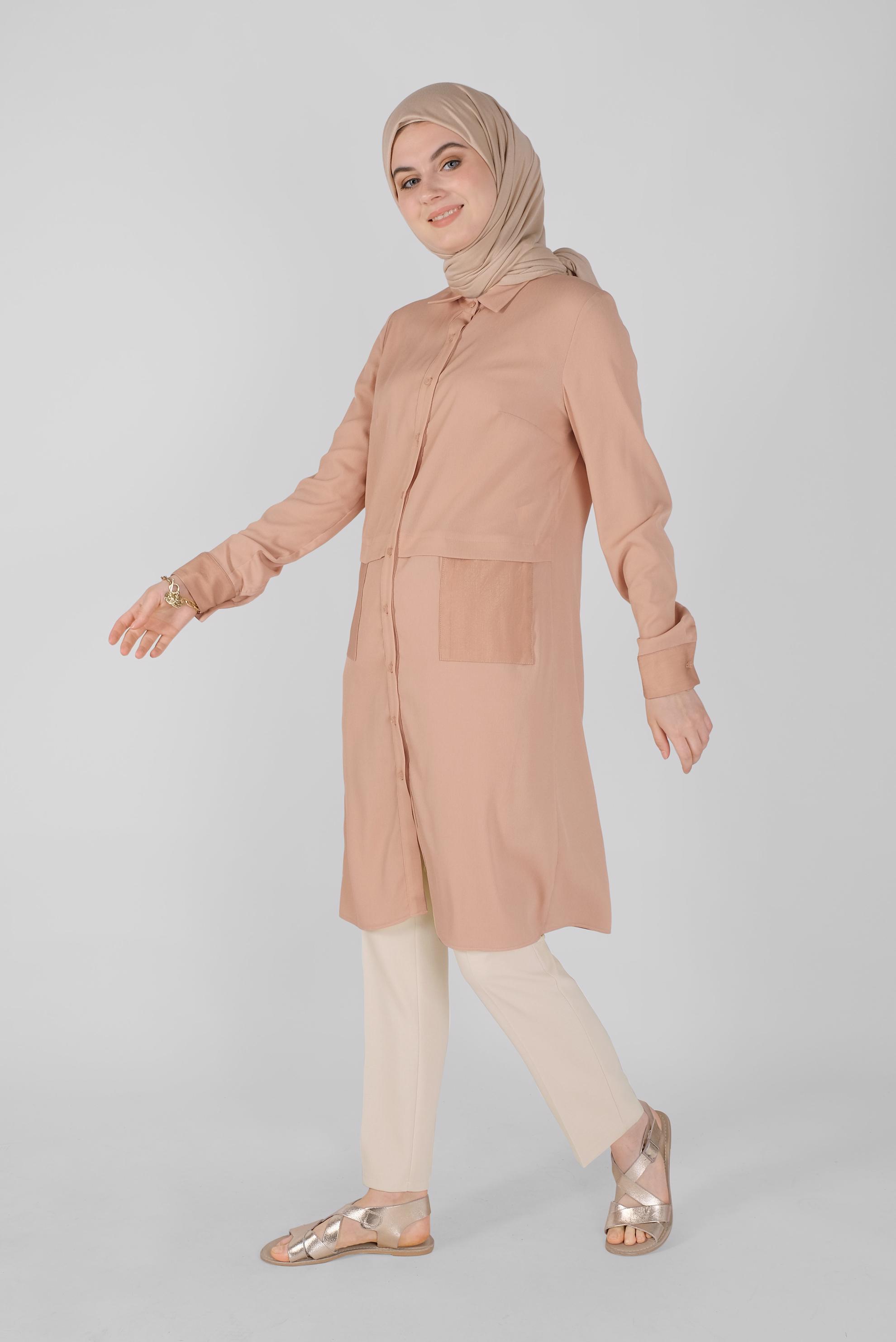 Tesettür giyim BEJ ARA BEL PANTOLON 70182 