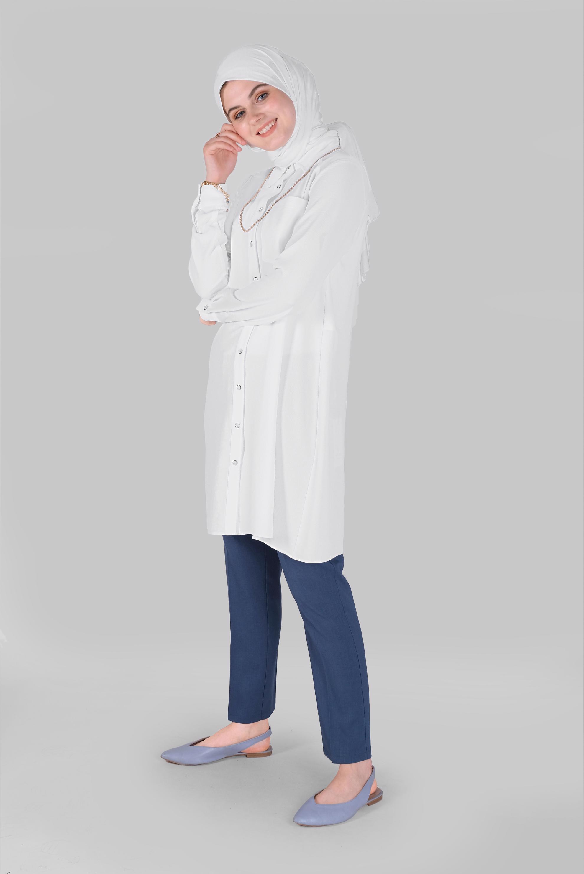 Tesettür giyim LACİVERT ARA BEL PANTOLON 70182 