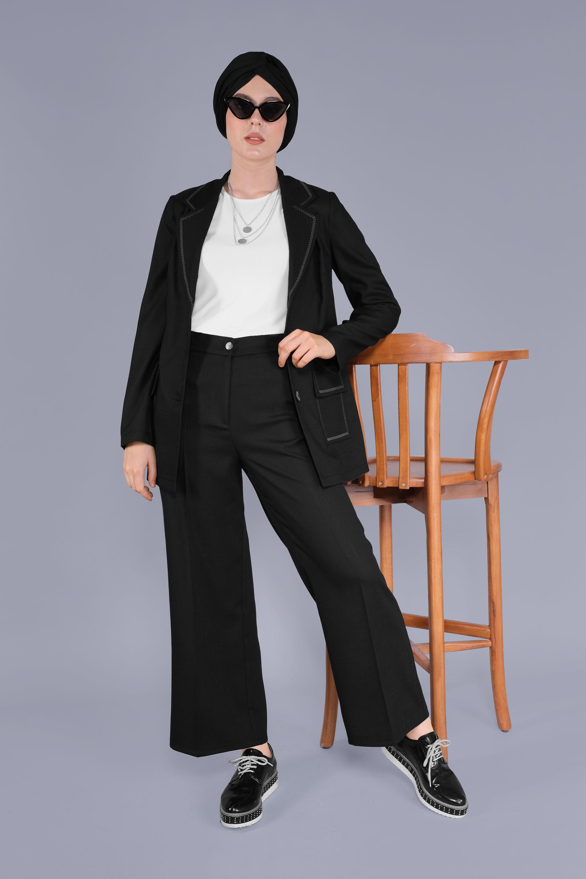 Tesettür giyim SİYAH BOL PAÇA PANTOLON 70184 