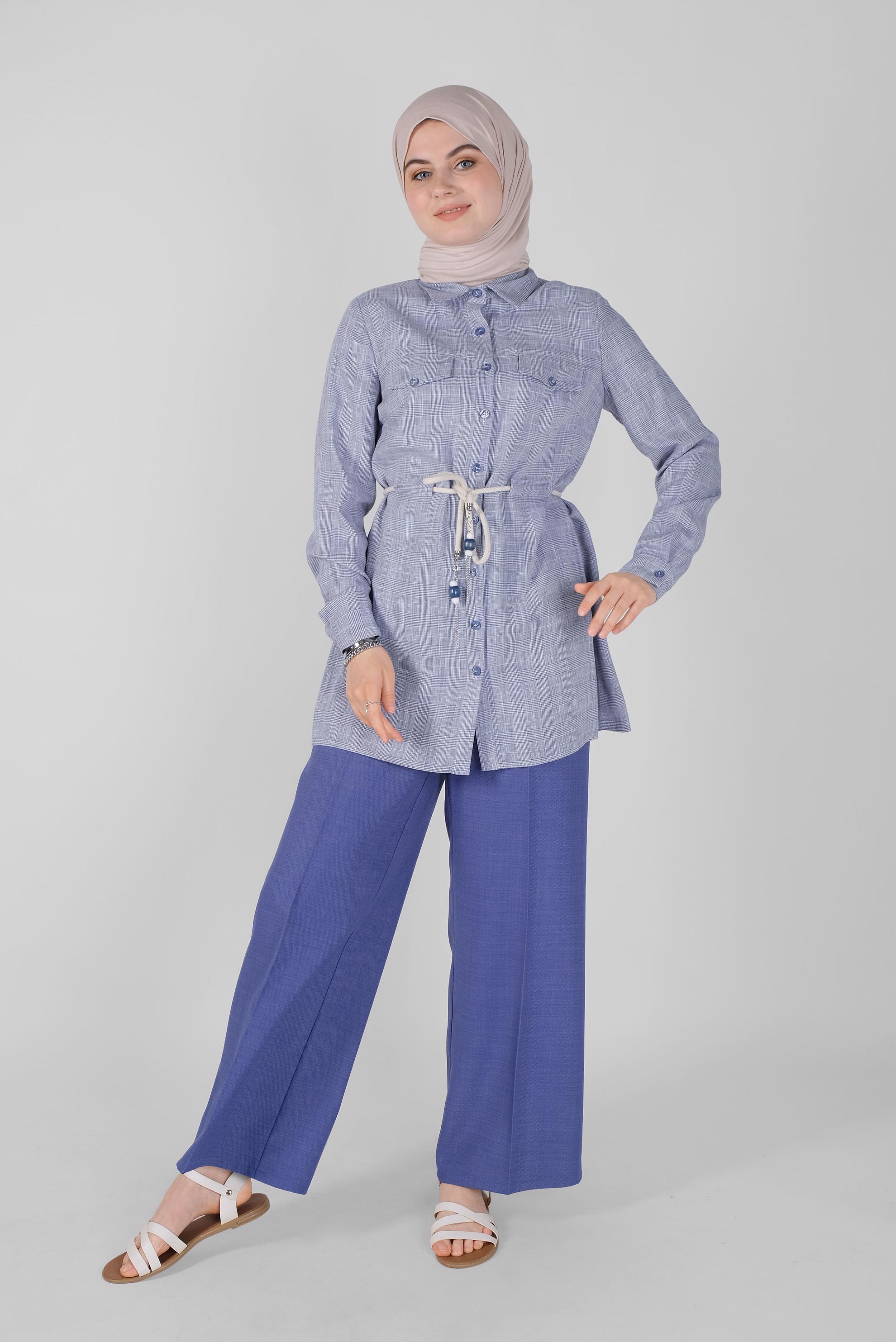 Tesettür giyim LACİVERT BOL PAÇA PANTOLON 70184 