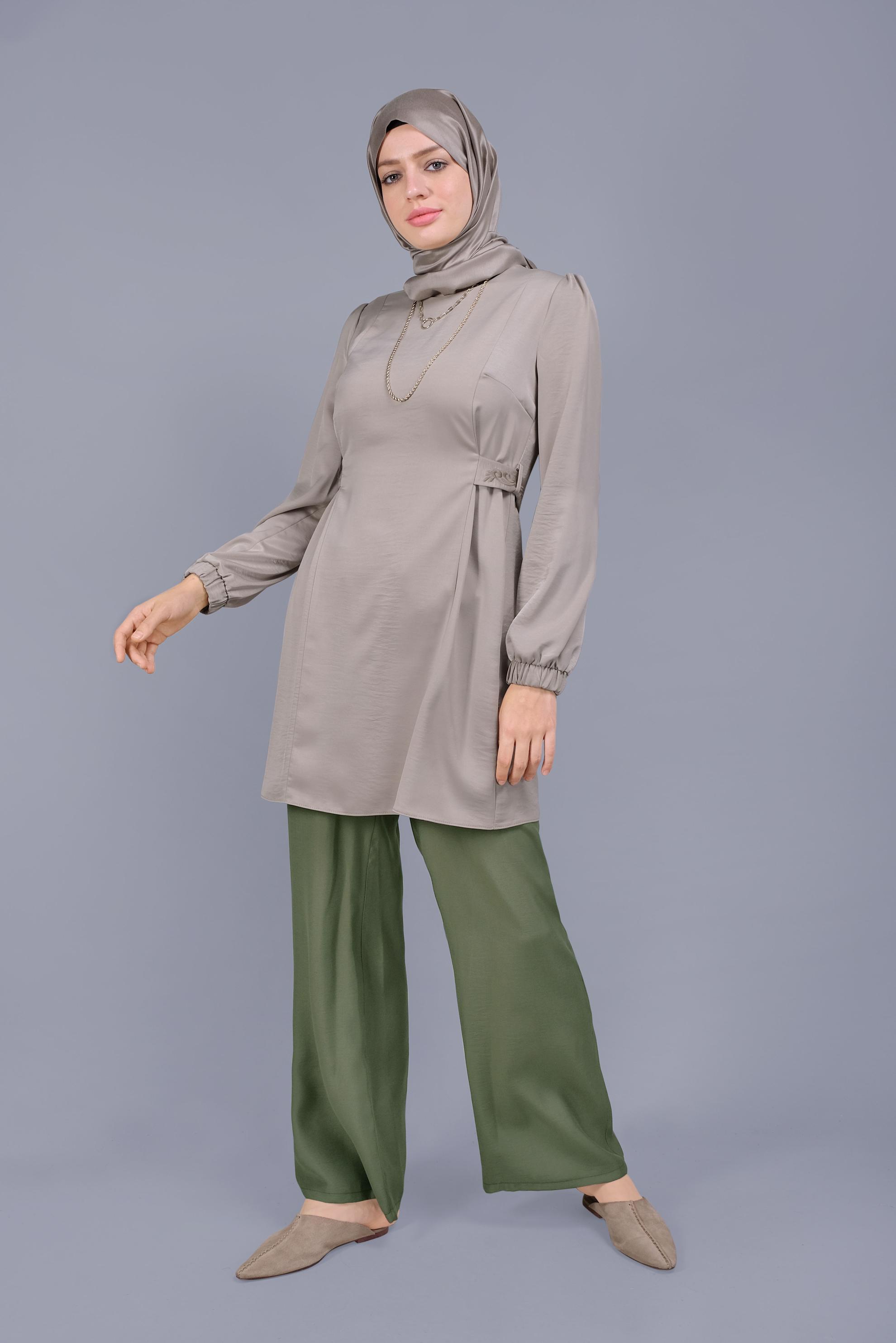 Tesettür giyim HAKİ ARABEL İSPANYOL PAÇA  PANTOLON 70185 