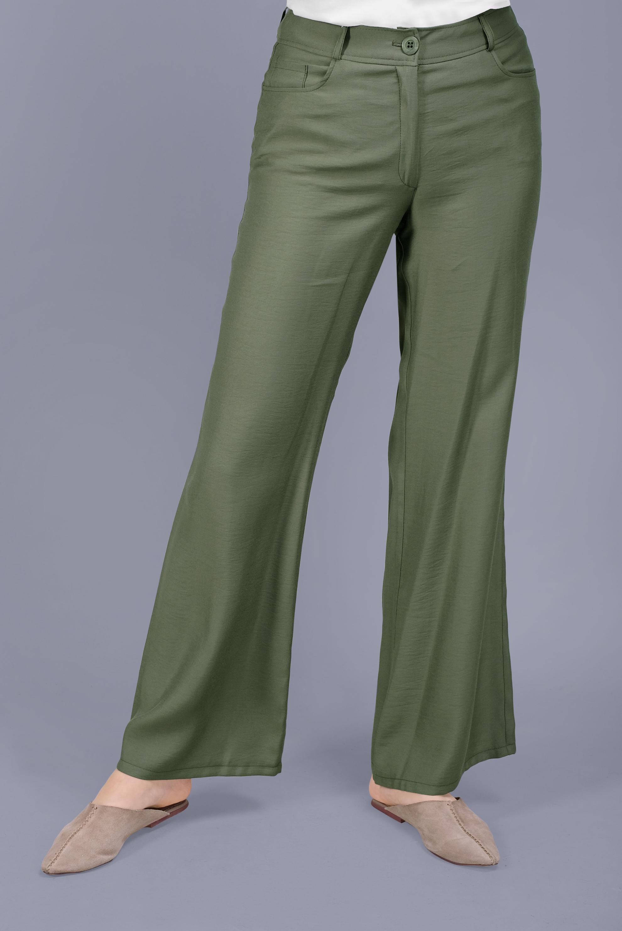 Tesettür giyim HAKİ ARABEL İSPANYOL PAÇA  PANTOLON 70185 