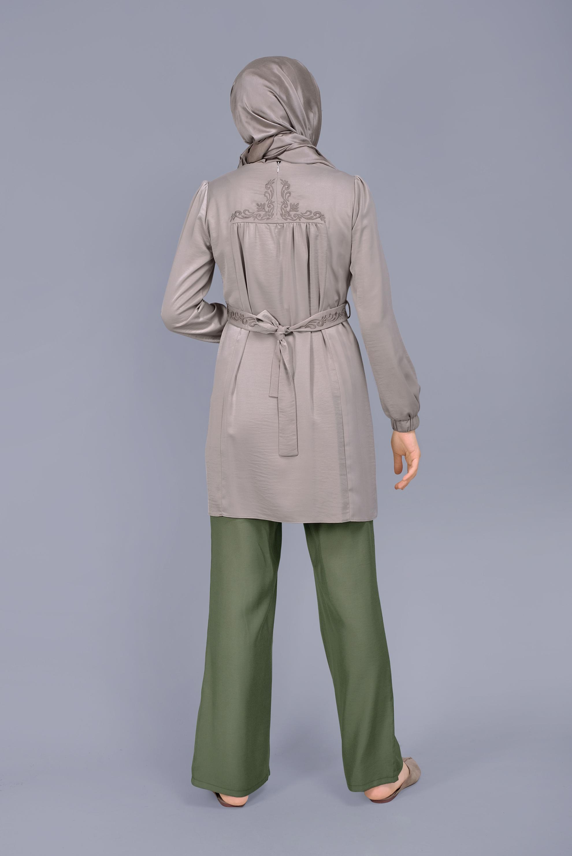 Tesettür giyim HAKİ ARABEL İSPANYOL PAÇA  PANTOLON 70185 