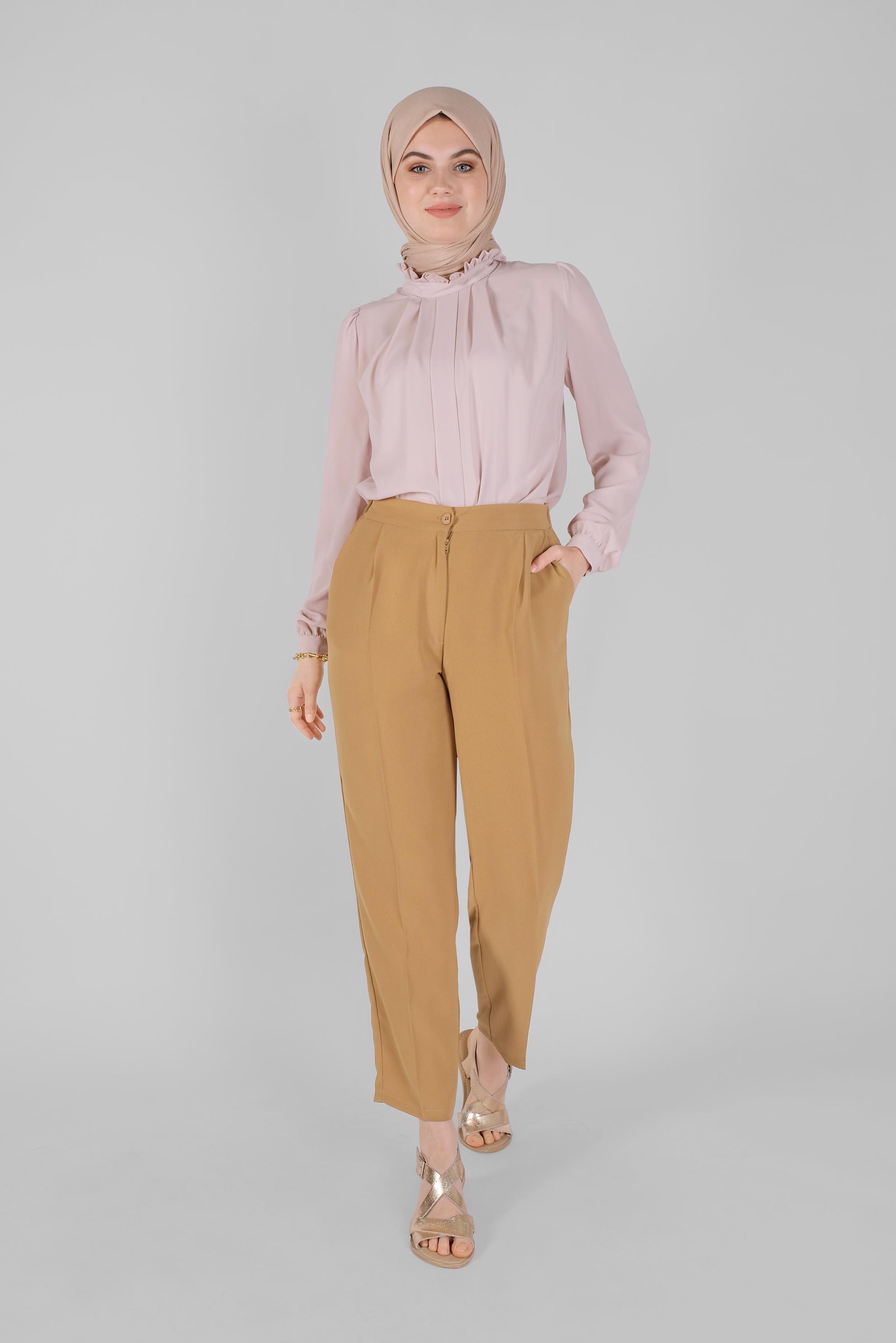 Tesettür giyim SARI  HAVUÇ PANTOLON 70186 