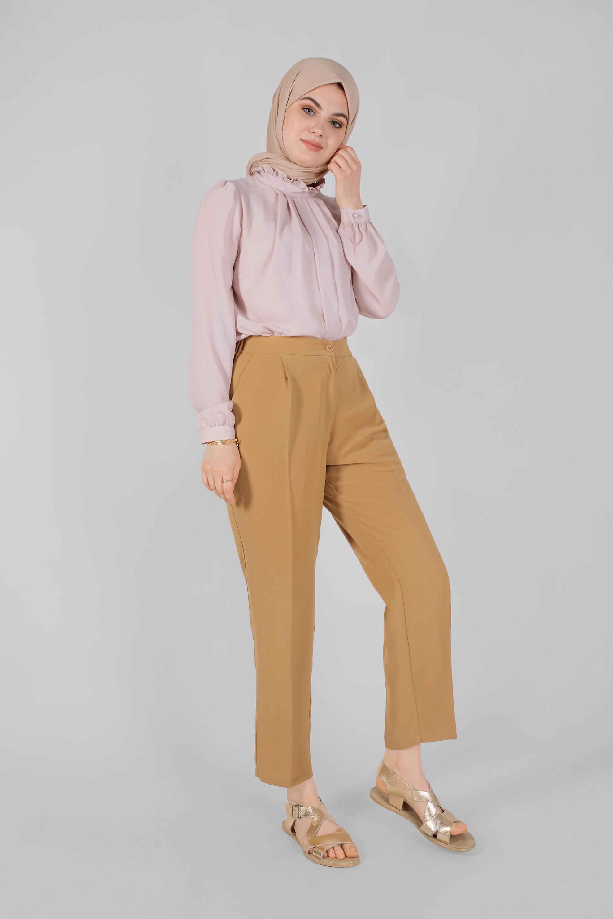 Tesettür giyim SARI  HAVUÇ PANTOLON 70186 