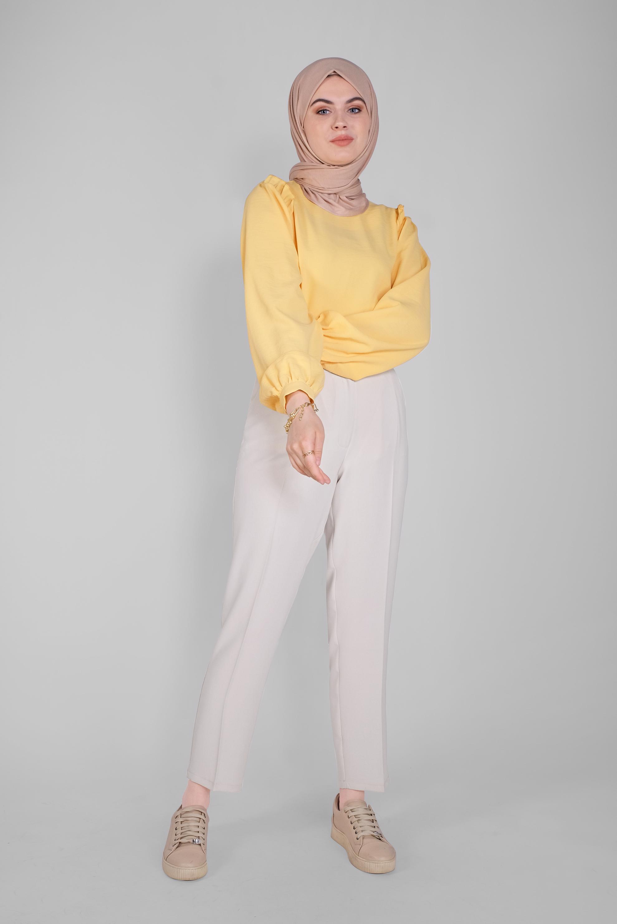 Tesettür giyim BEJ  HAVUÇ PANTOLON 70186 