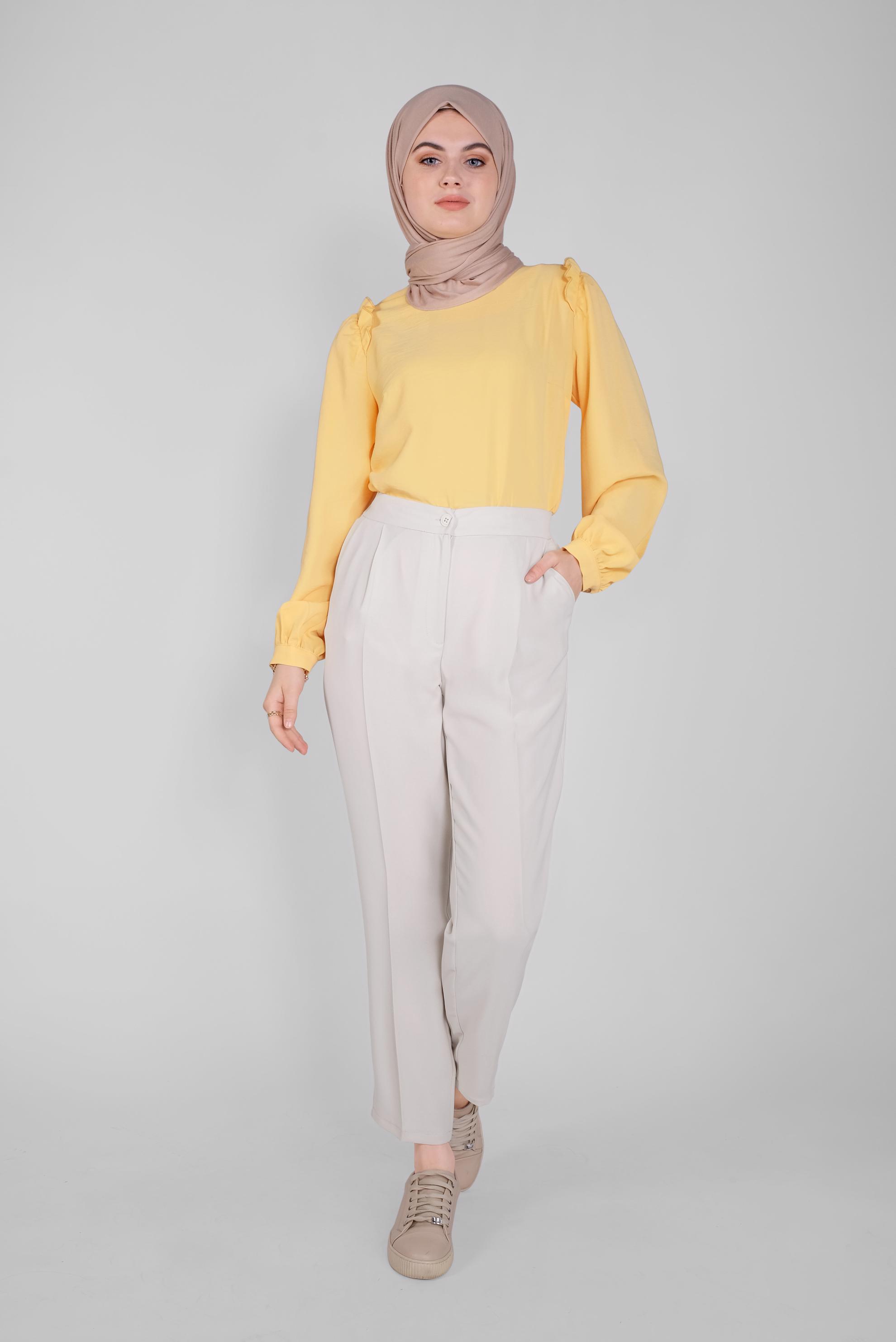 Tesettür giyim BEJ  HAVUÇ PANTOLON 70186 