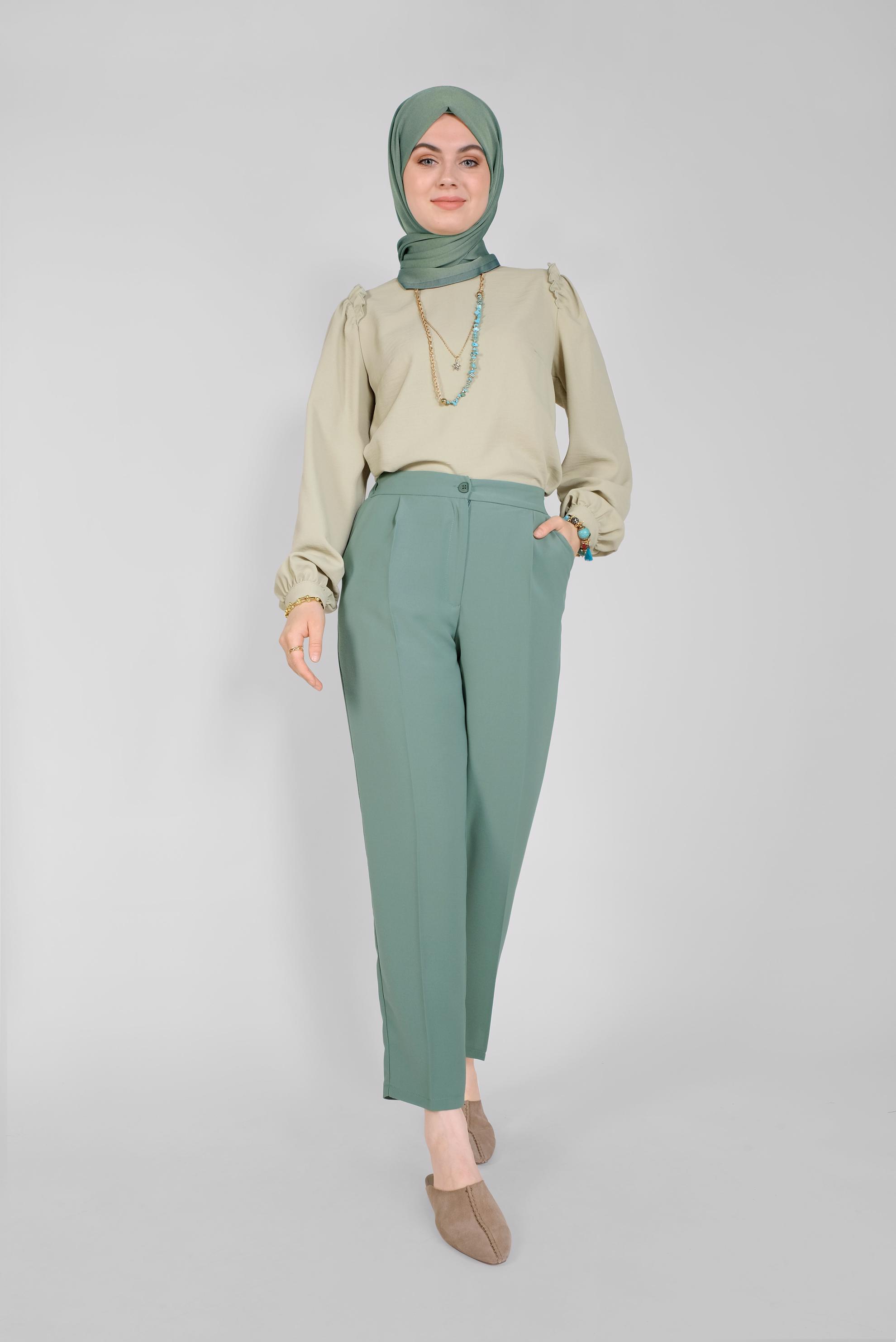 Tesettür giyim MAVİ  HAVUÇ PANTOLON 70186 