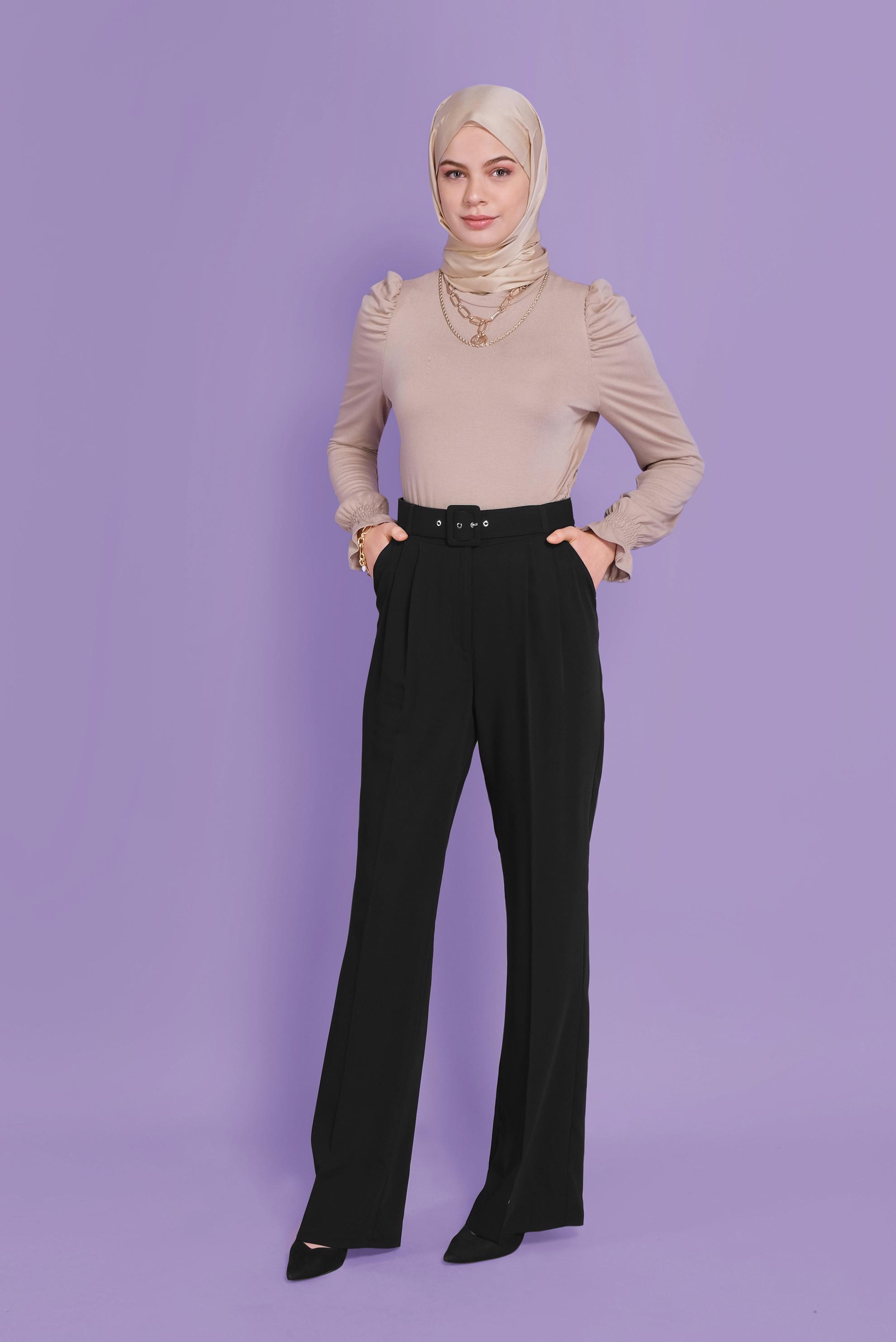 Tesettür giyim SİYAH YÜKSEK BEL PANTOLON  70188 