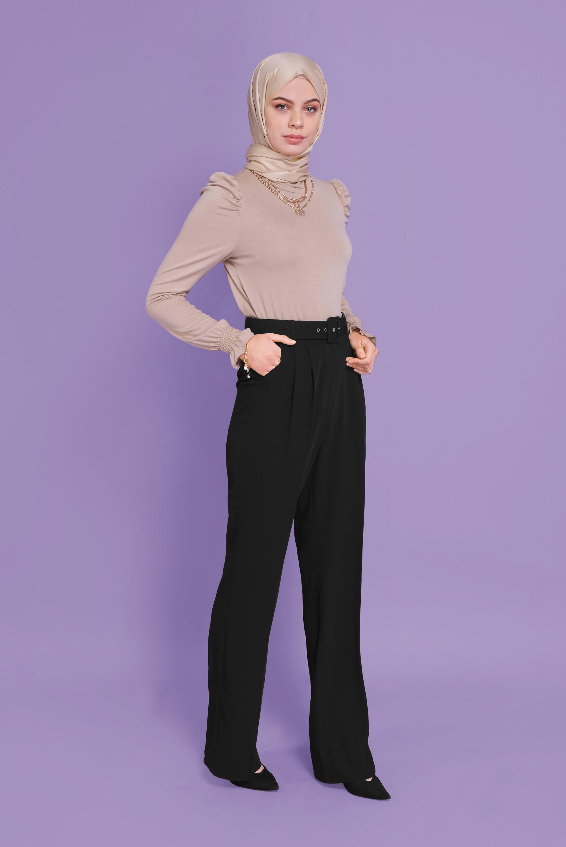 Tesettür giyim SİYAH YÜKSEK BEL PANTOLON  70188 