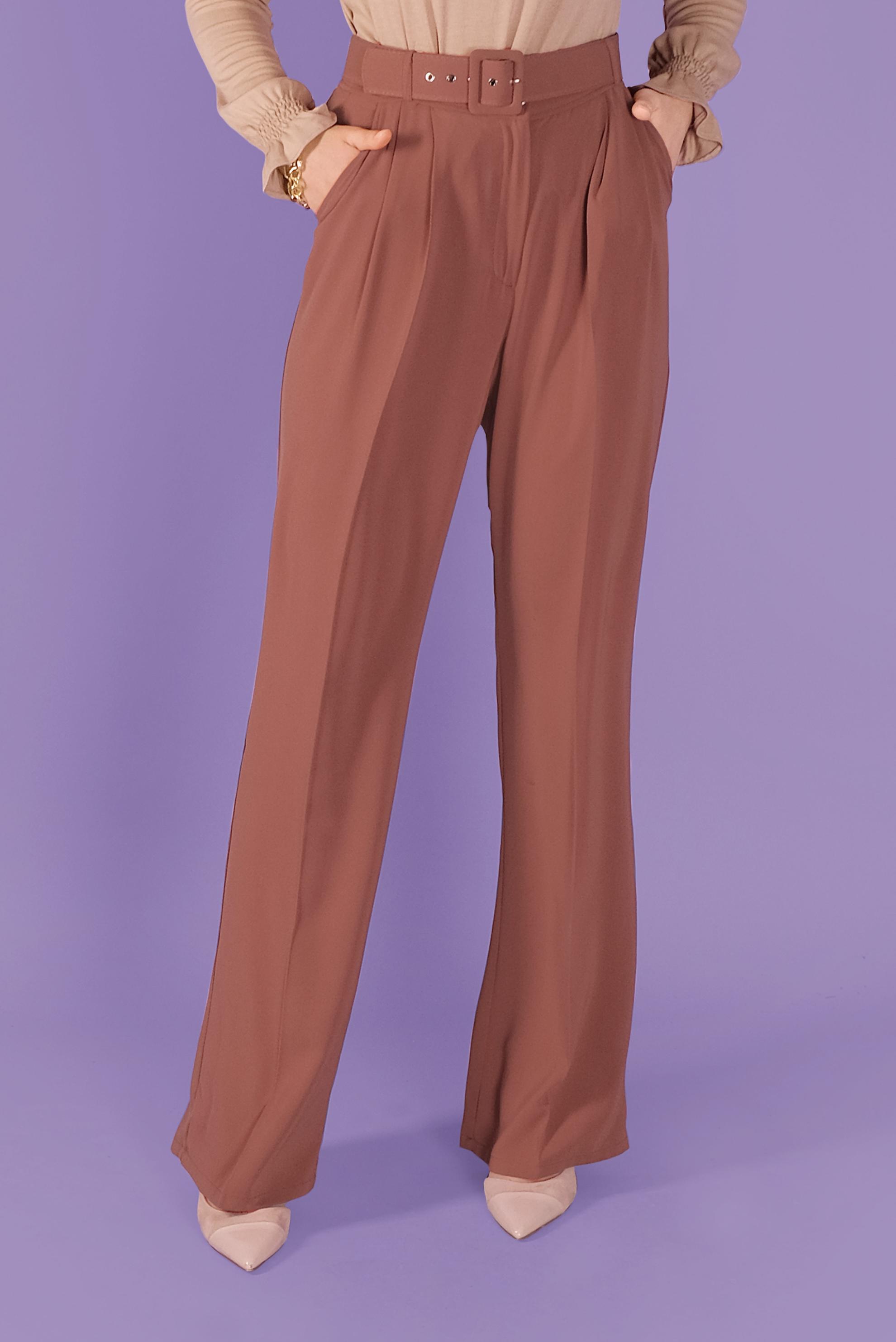 Tesettür giyim BORDO YÜKSEK BEL PANTOLON  70188 