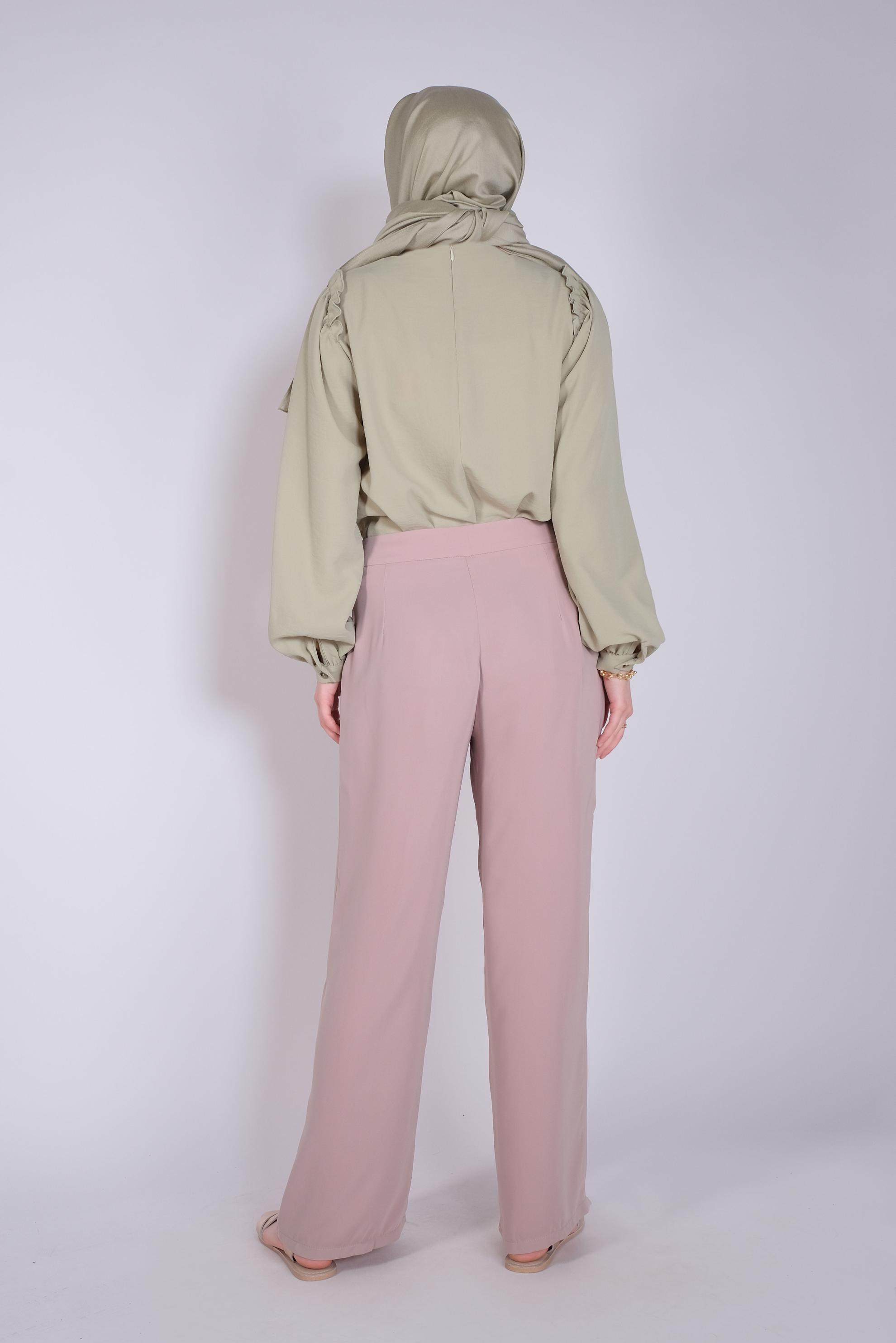 Tesettür giyim PUDRA GENİŞ PAÇA DÜĞMELİ PANTOLON 70190 