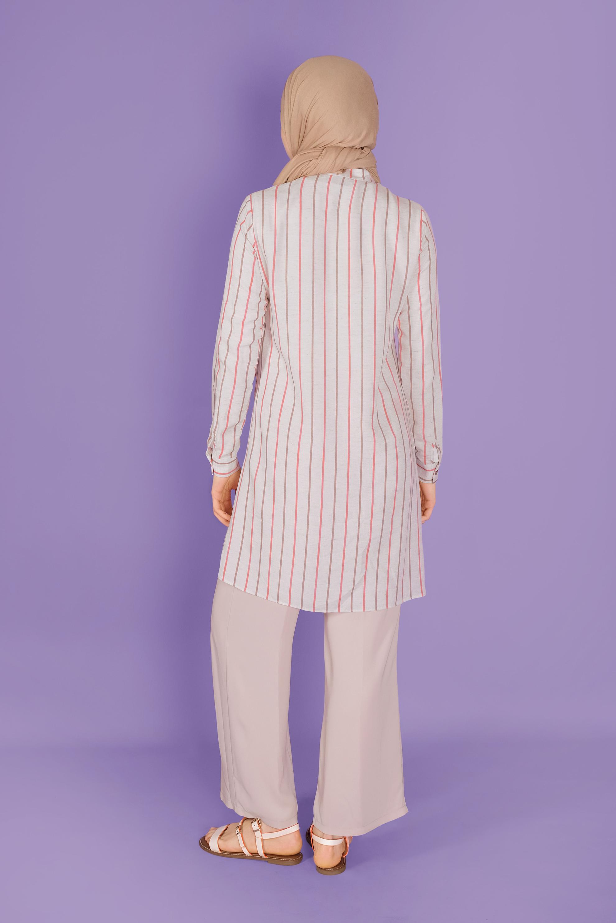 Tesettür giyim EKRU GENİŞ PAÇA DÜĞMELİ PANTOLON 70190 