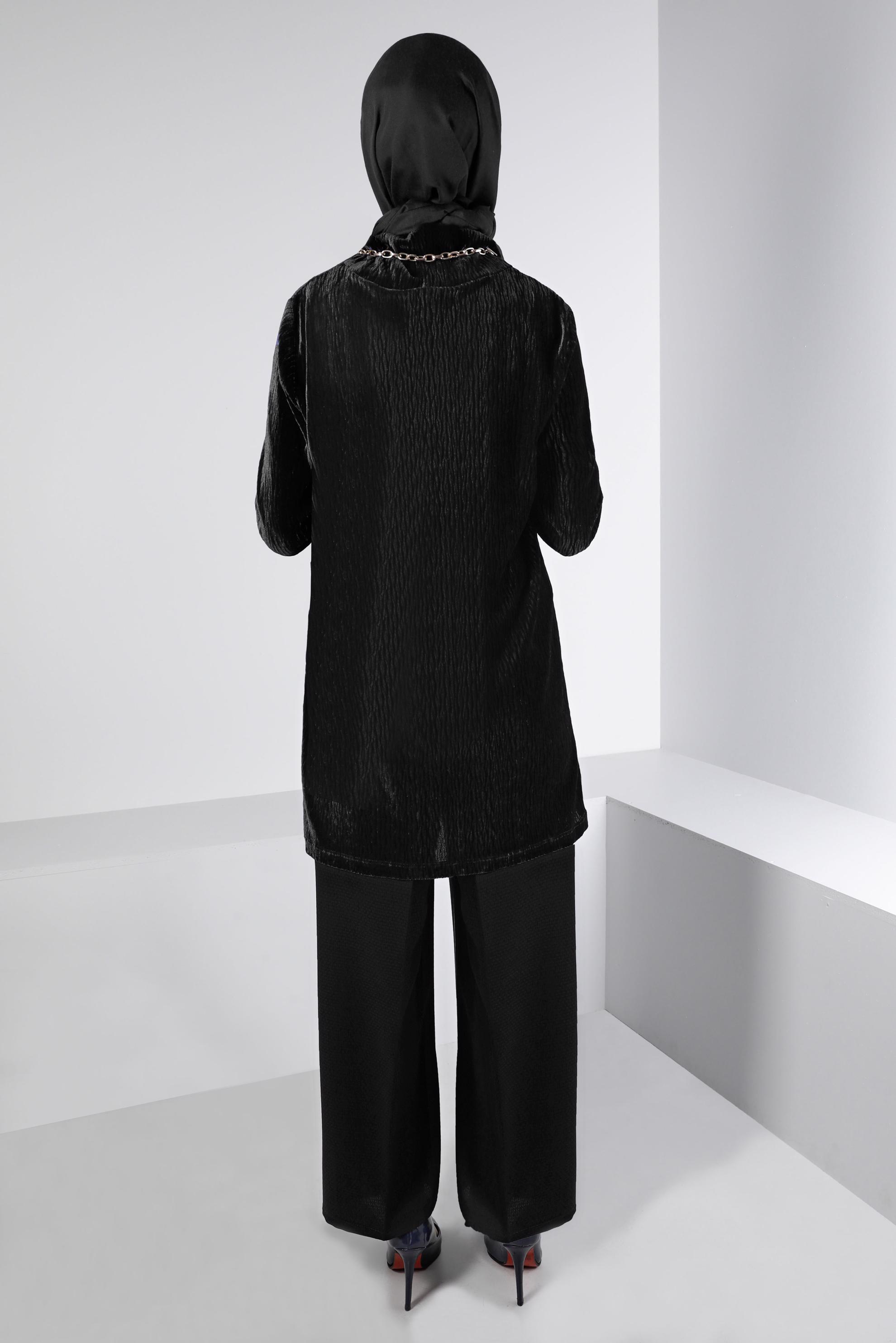 Tesettür giyim SİYAH GENİŞ PAÇA PANTOLON 70191