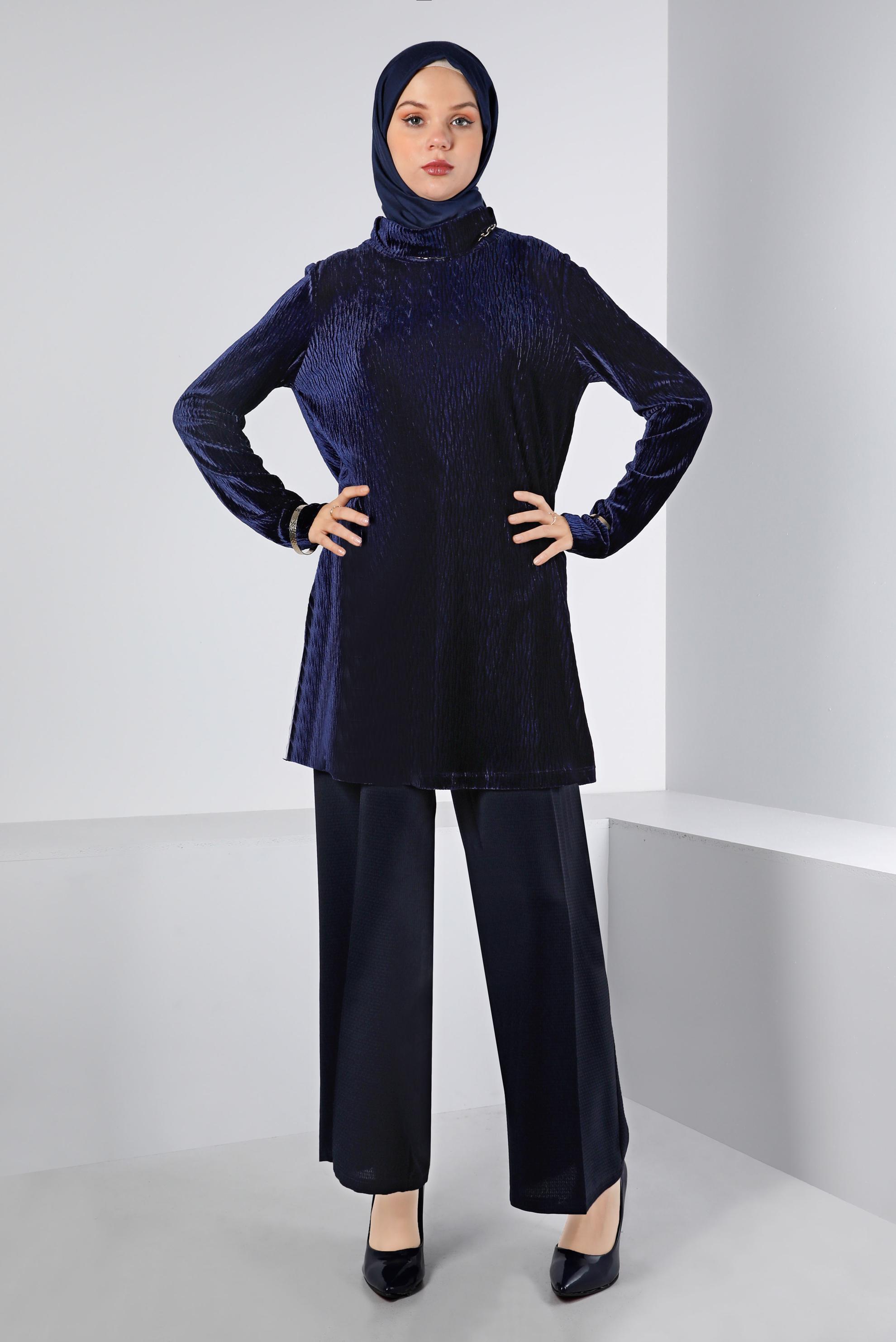 Tesettür giyim LACİVERT GENİŞ PAÇA PANTOLON 70191