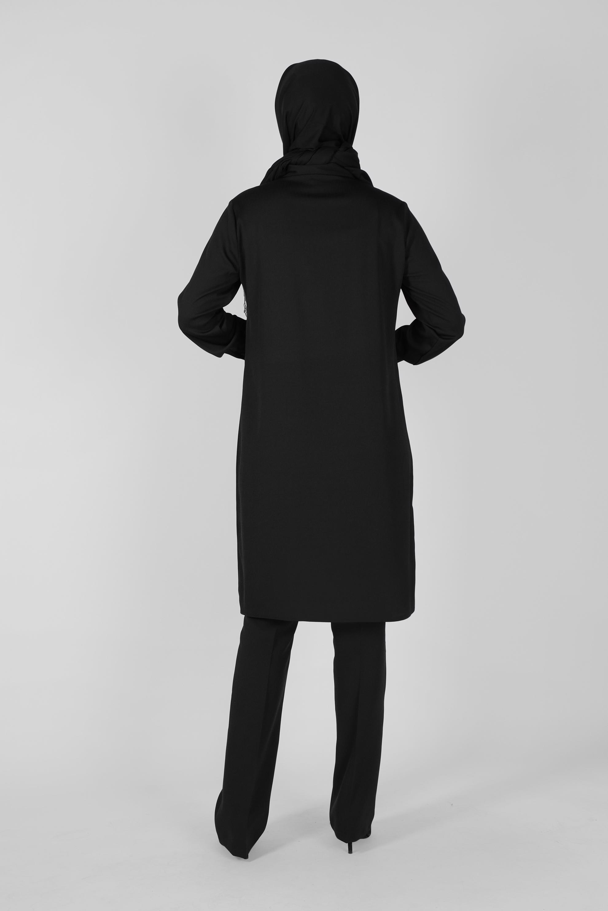 Tesettür giyim SİYAH ARA BEL DÜĞMELİ PANTOLON 70192 