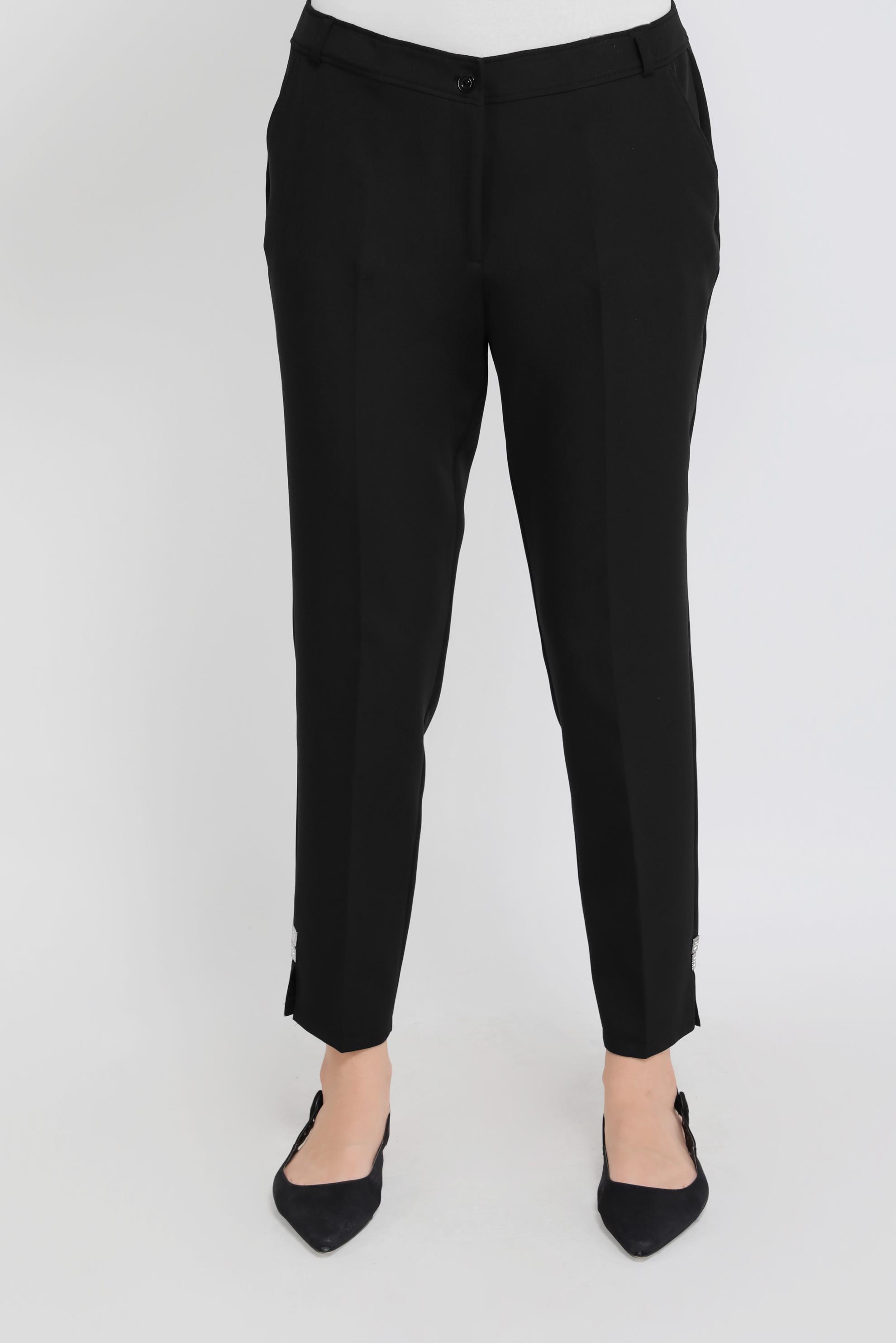 Tesettür giyim SİYAH YIRTMAÇ DETAYLI TAŞLI PANTOLON 70193 