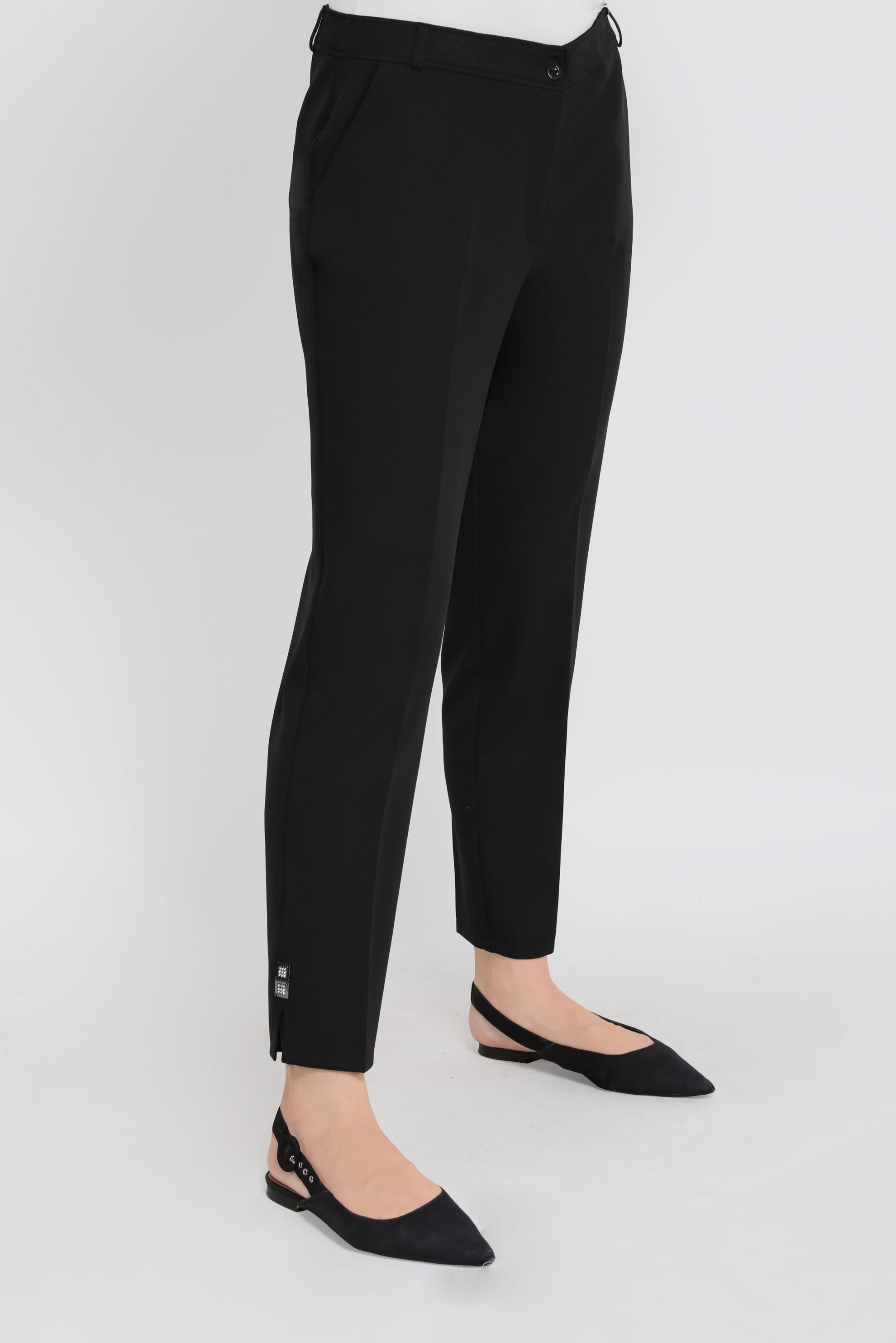 Tesettür giyim SİYAH YIRTMAÇ DETAYLI TAŞLI PANTOLON 70193 