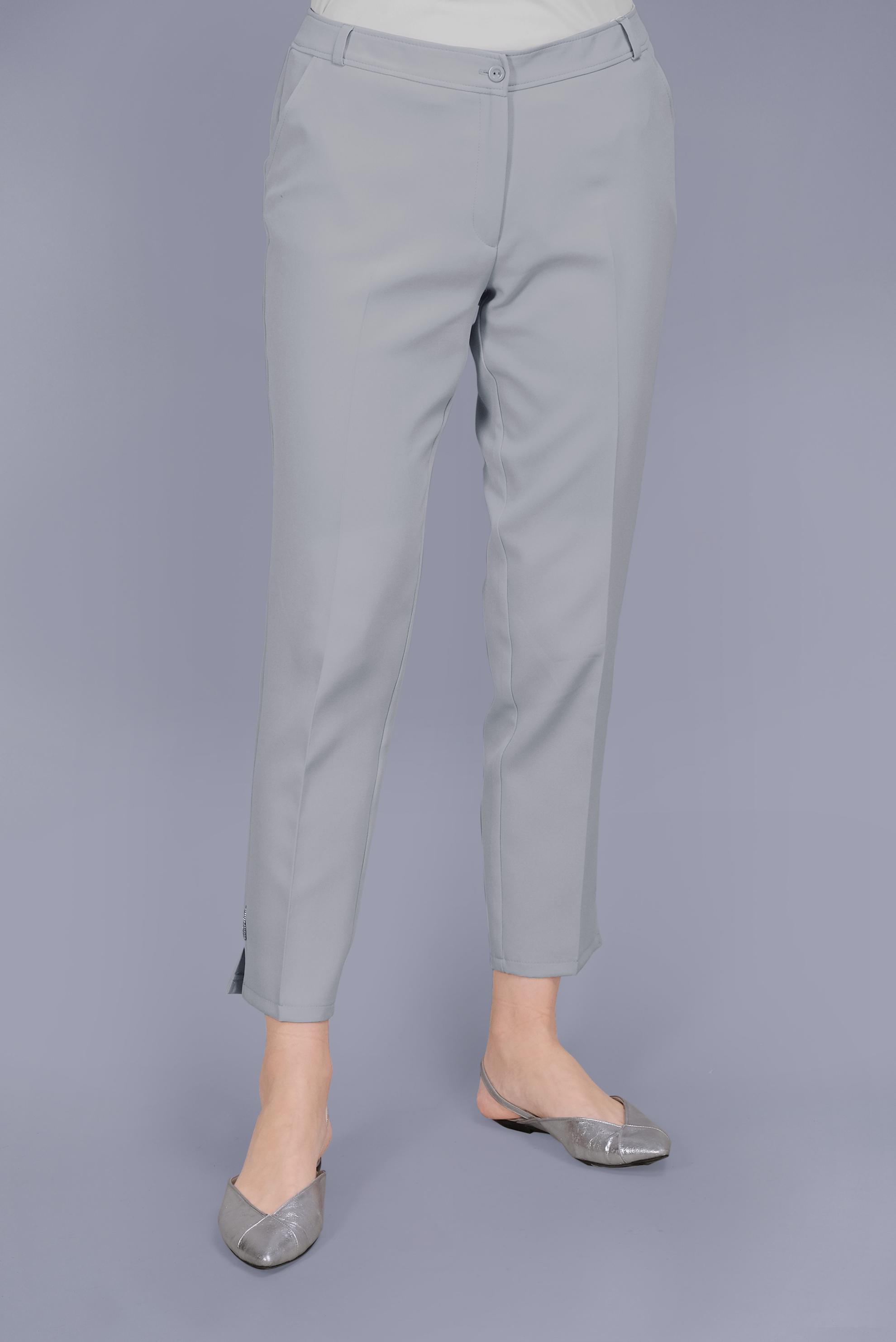 Tesettür giyim GRİ YIRTMAÇ DETAYLI TAŞLI PANTOLON 70193 