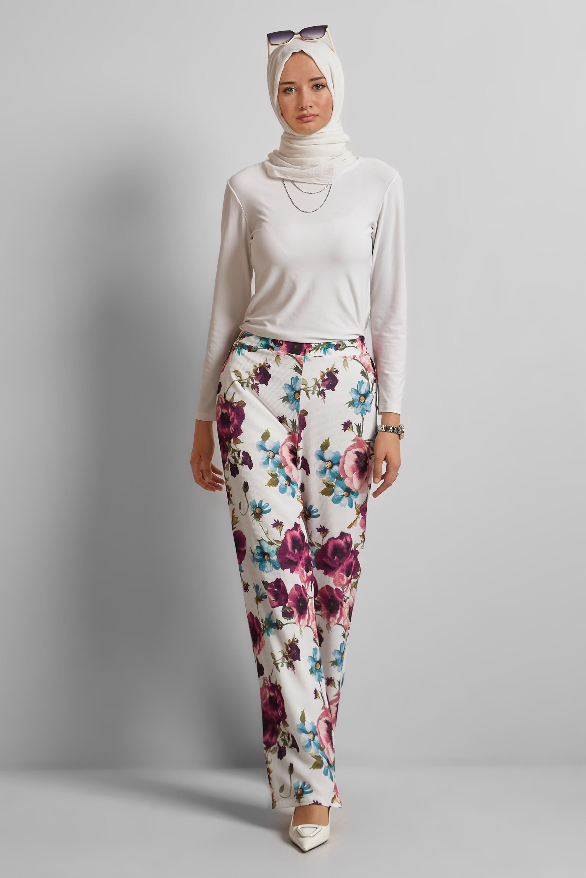 Tesettür giyim MÜRDÜM DESENLİ PANTOLON 70254