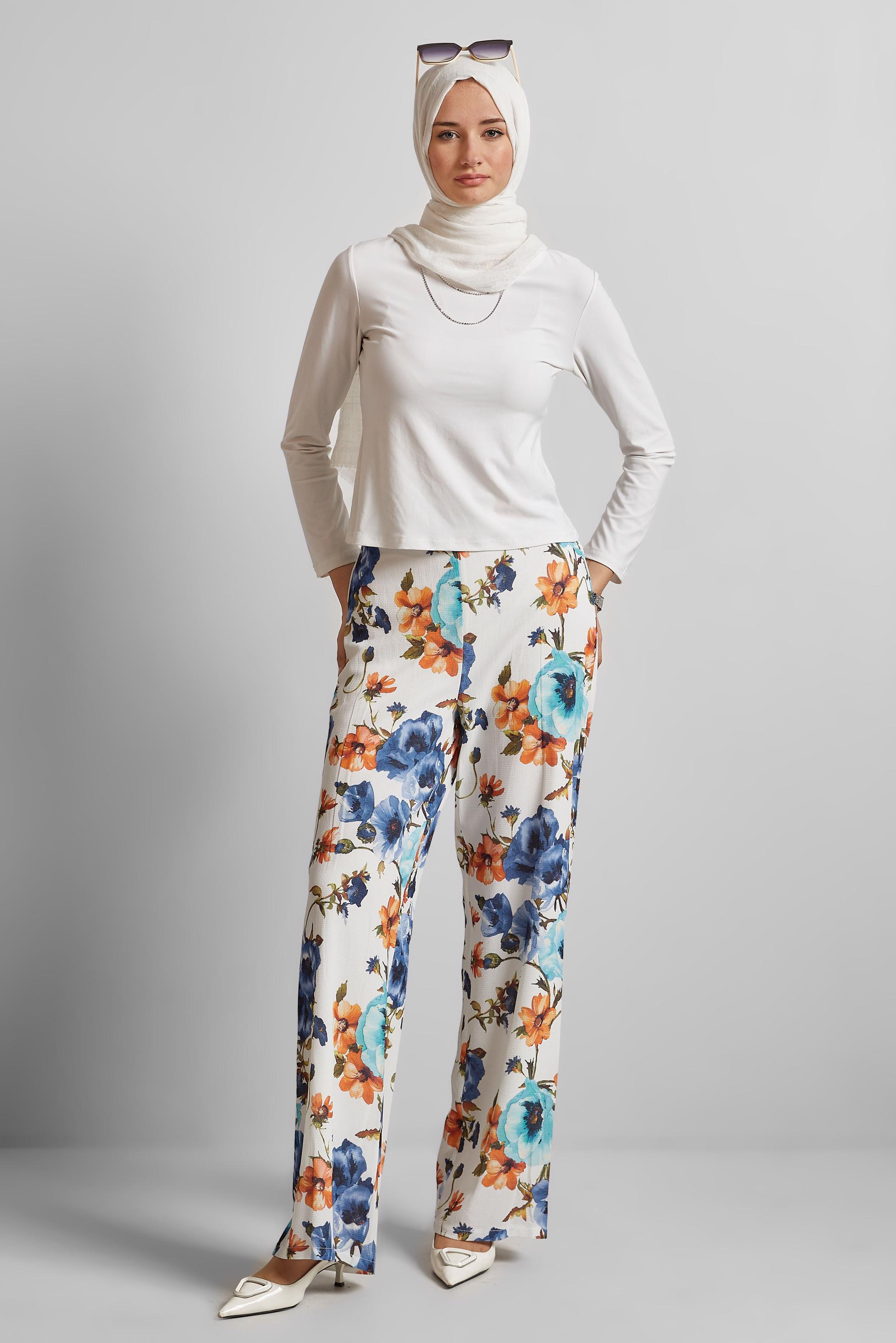 Tesettür giyim LACİVERT DESENLİ PANTOLON 70254