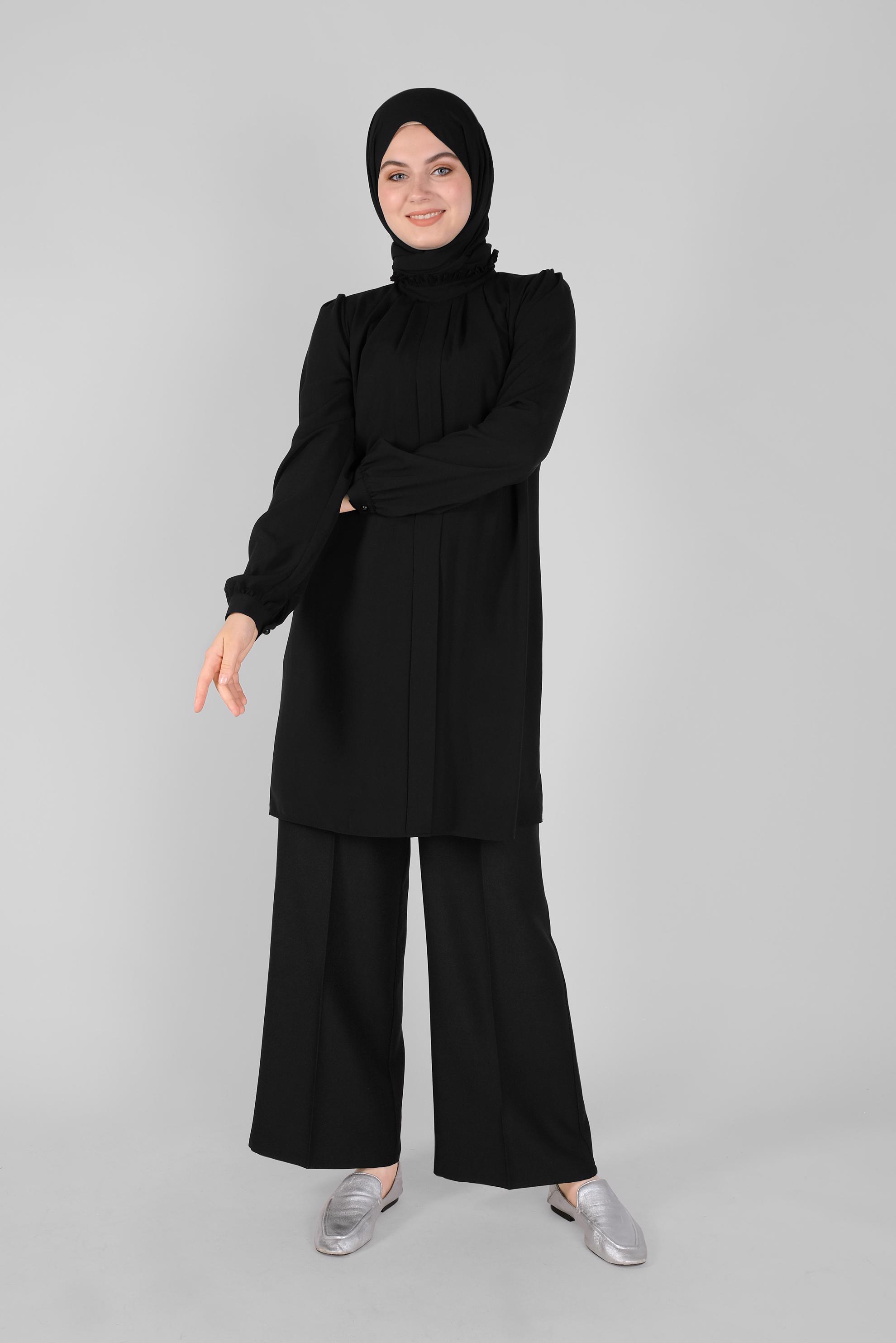 Tesettür giyim SİYAH ARA BEL PANTOLON 70184-1 