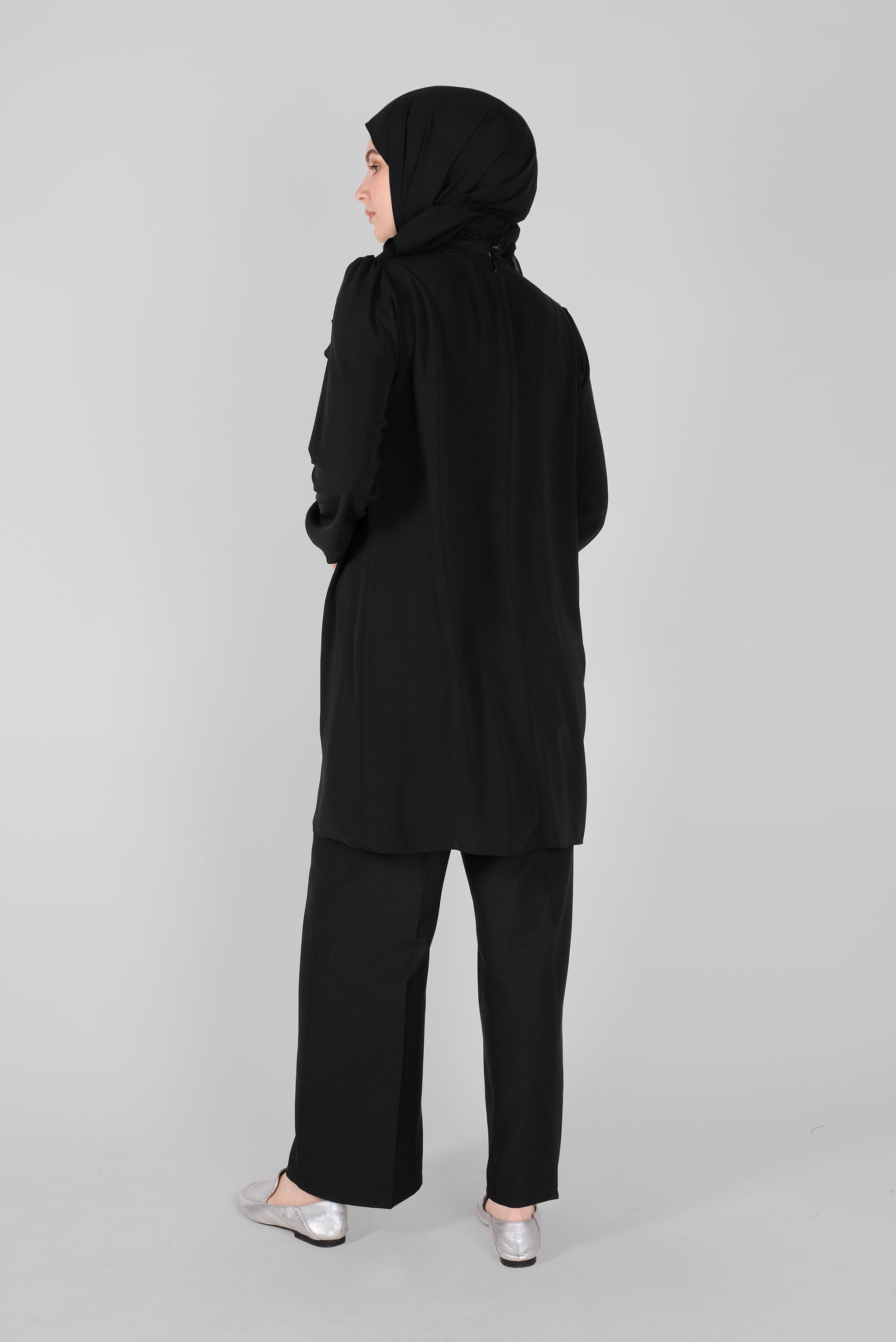 Tesettür giyim SİYAH ARA BEL PANTOLON 70184-1 