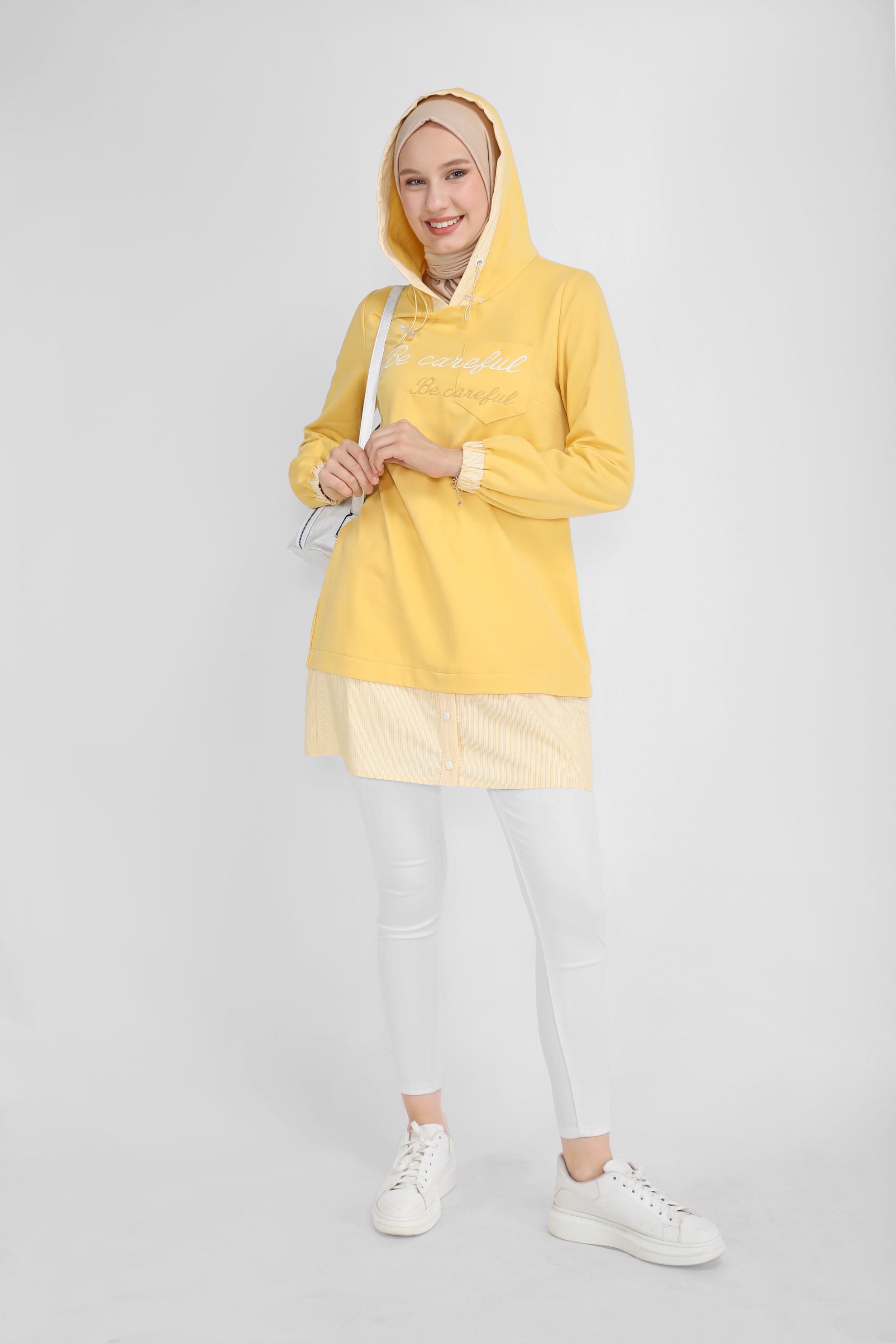 Tesettür giyim BEYAZ YÜKSEK BEL CEP DETAYLI PANTOLON 70206-1