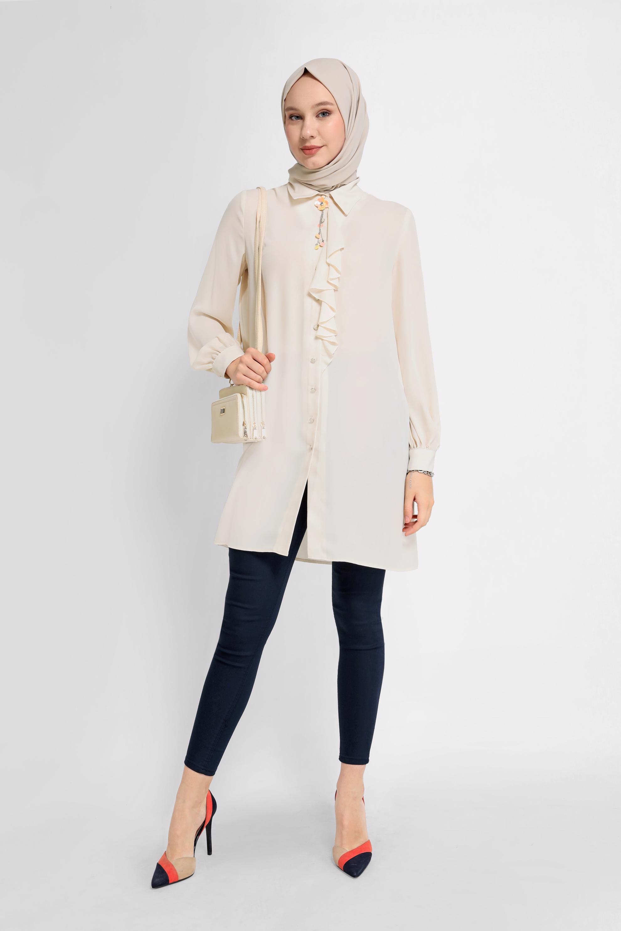 Tesettür giyim LACİVERT YÜKSEK BEL CEP DETAYLI PANTOLON 70206-1