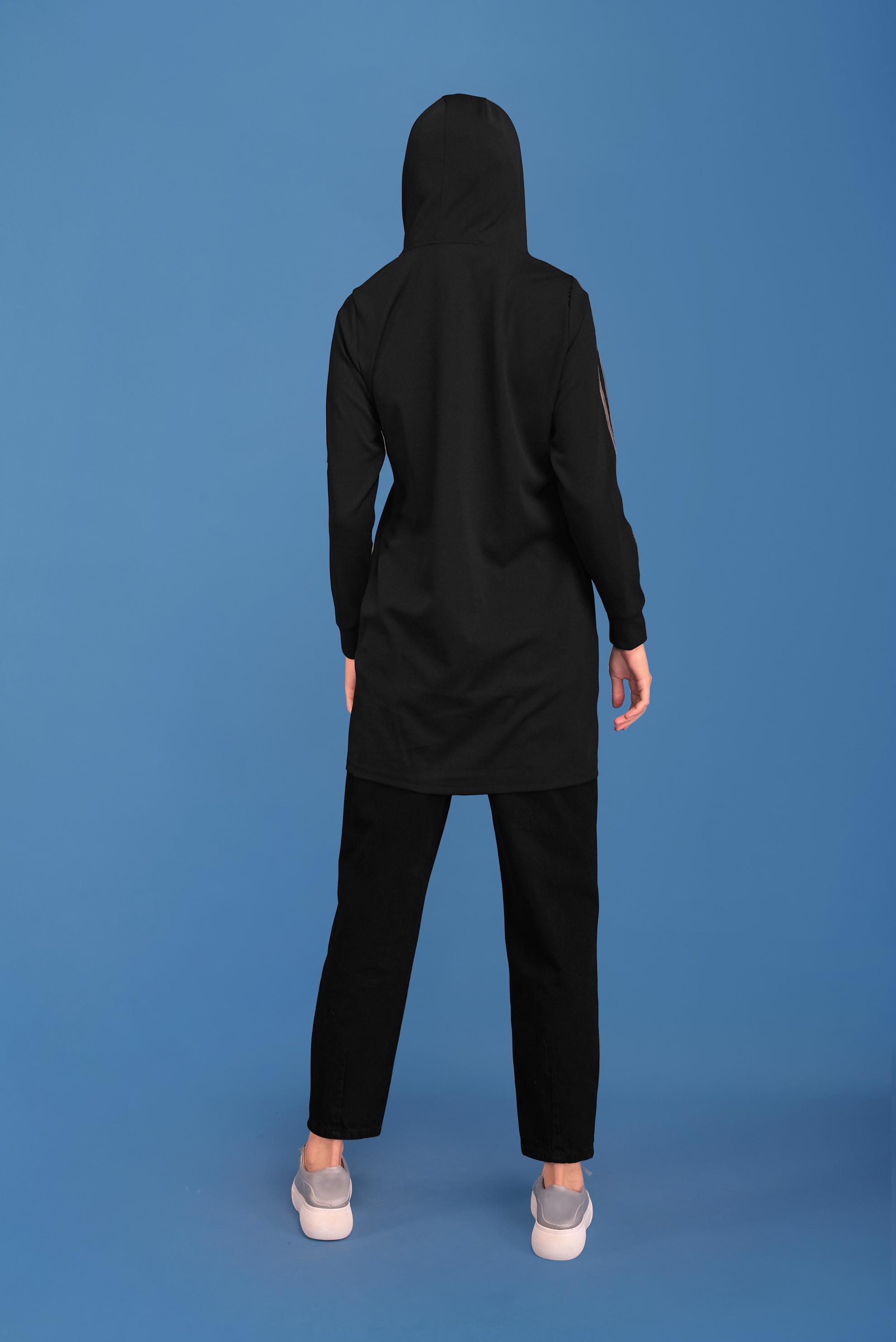 Tesettür giyim SİYAH YÜKSEK BEL PAMUKLU PANTOLON 70218-1 