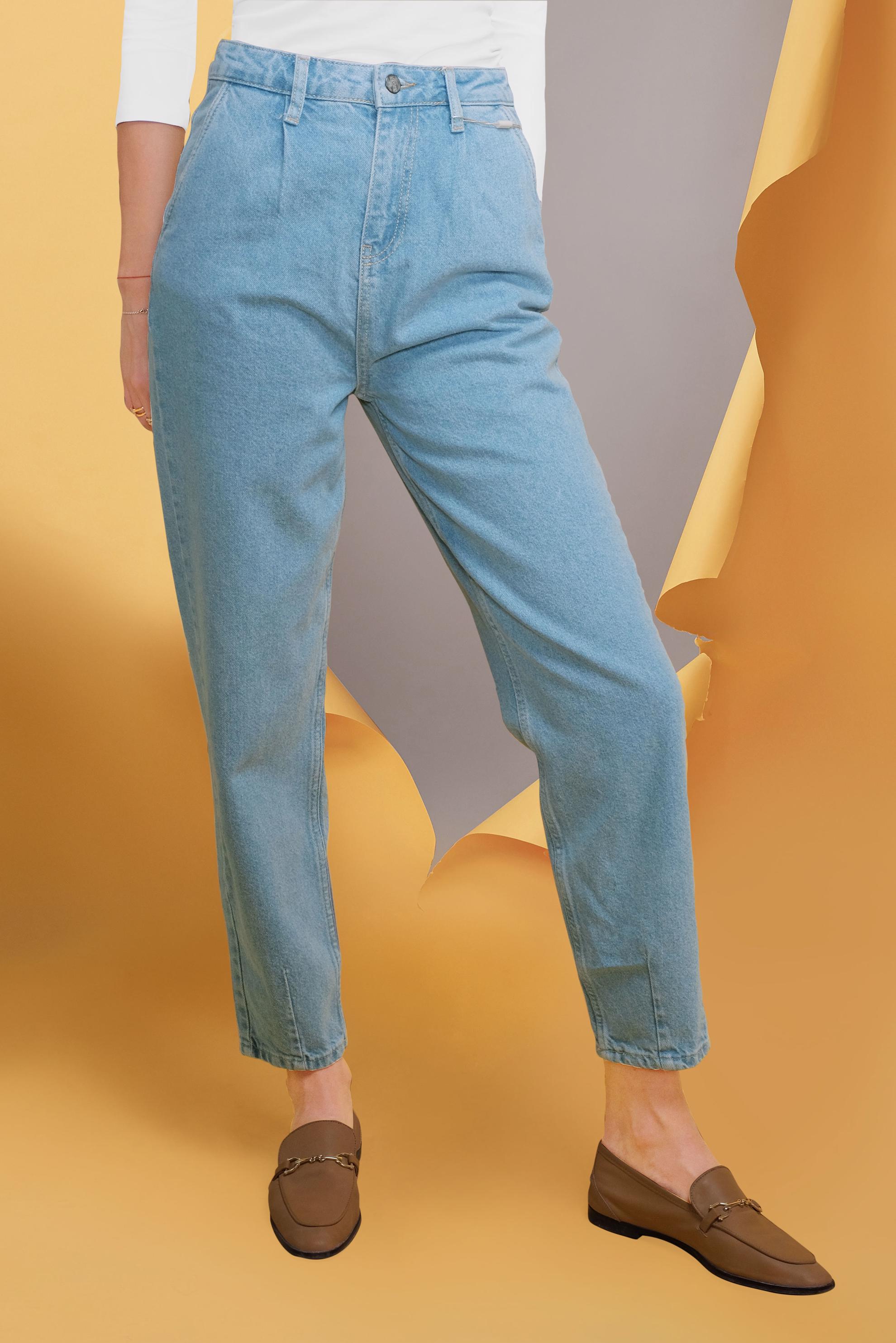 Tesettür giyim MAVİ YÜKSEK BEL PAMUKLU PANTOLON 70218-1 