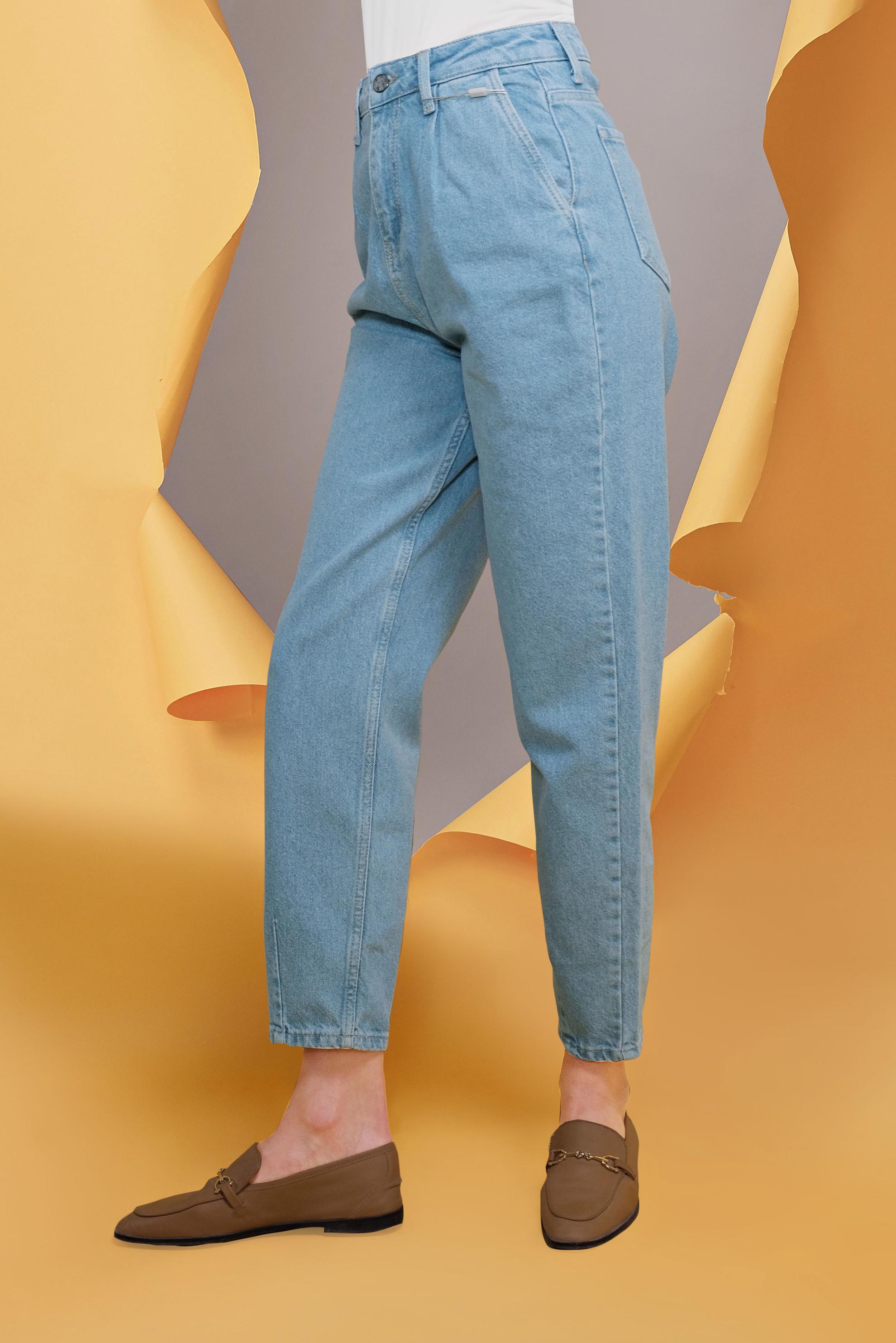 Tesettür giyim MAVİ YÜKSEK BEL PAMUKLU PANTOLON 70218-1 